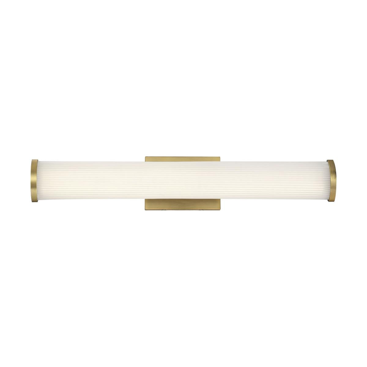 Nuvo Lighting 62 1592 Lena 24 LED Vanity Light with Striped Acrylic Lens in Brushed Brass Finish - Perfect for Bathroom Makeup Mirror Lighting and Modern Home Decor