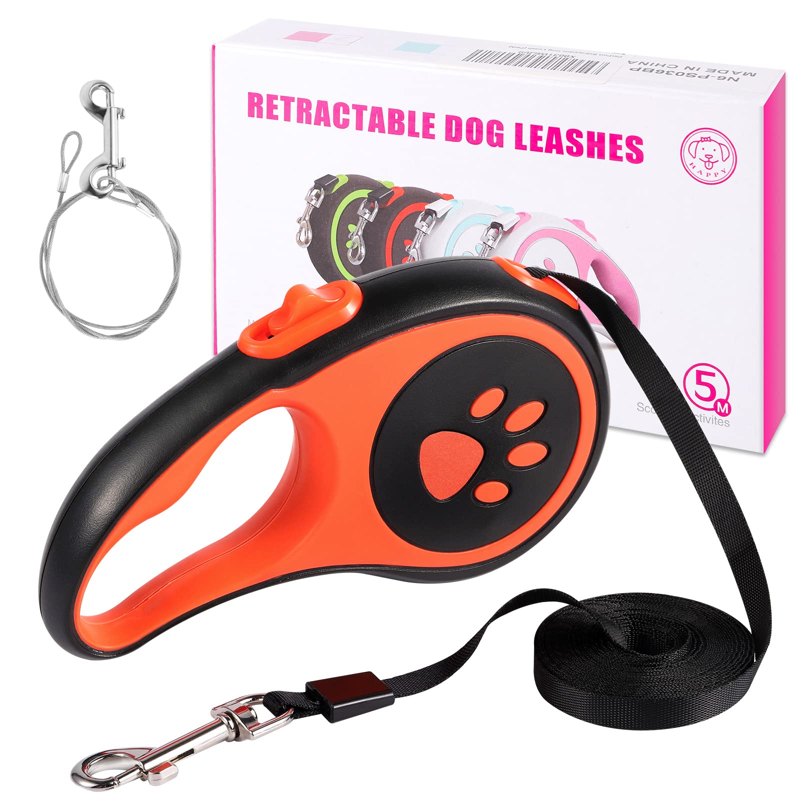 16.5 Ft Retractable Dog Leash for Medium & Small Dogs - Pink Lightweight Portable Pet Walking Leash with Anti-Slip Handle - Perfect for Walking, Jogging & Outdoor Adventures with Your Dog or Cat