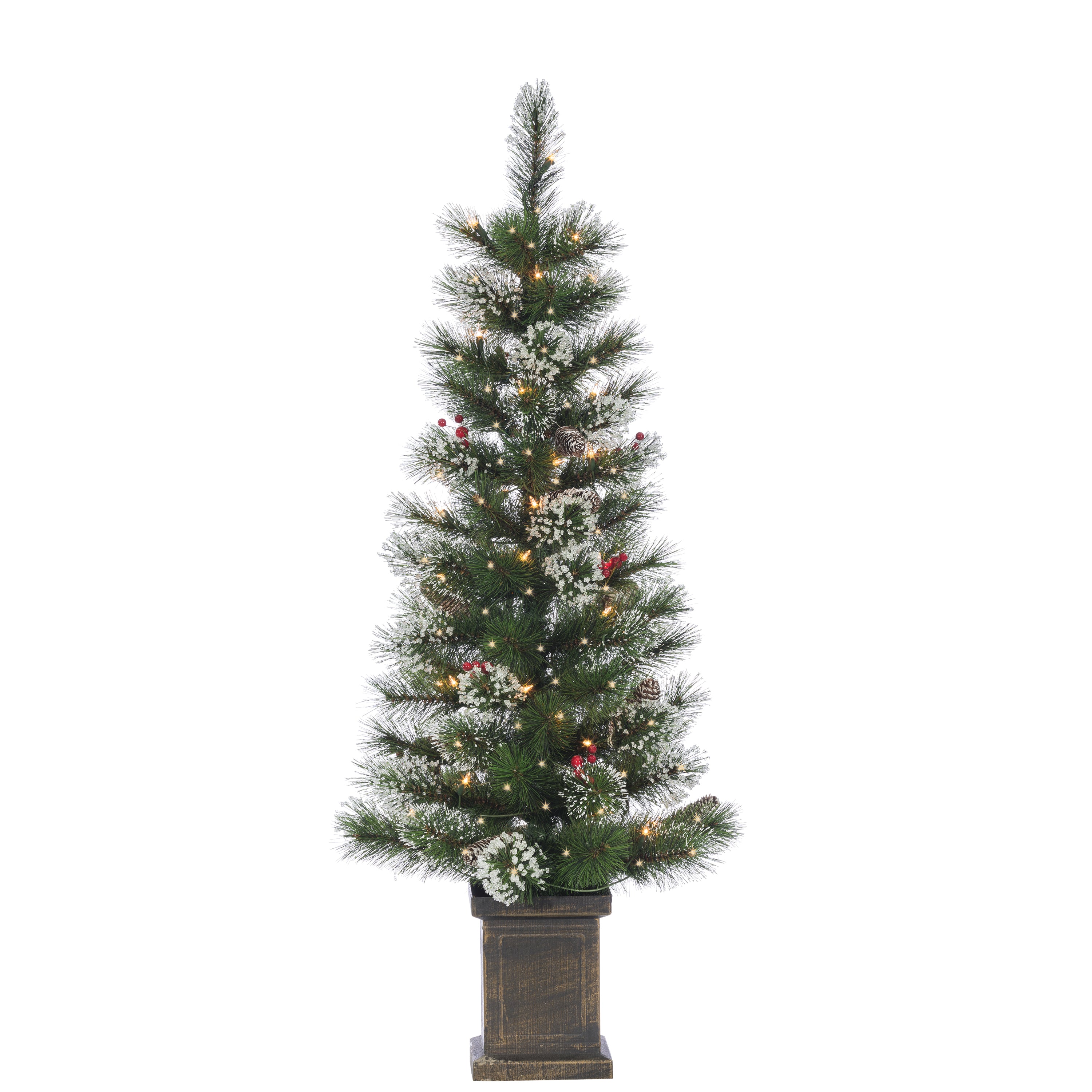 2-Piece Set of 4' Pre-Lit Windsor Glazier Pine Artificial Christmas Trees - Perfect for Foyer, Entryway, and Holiday Home Decor