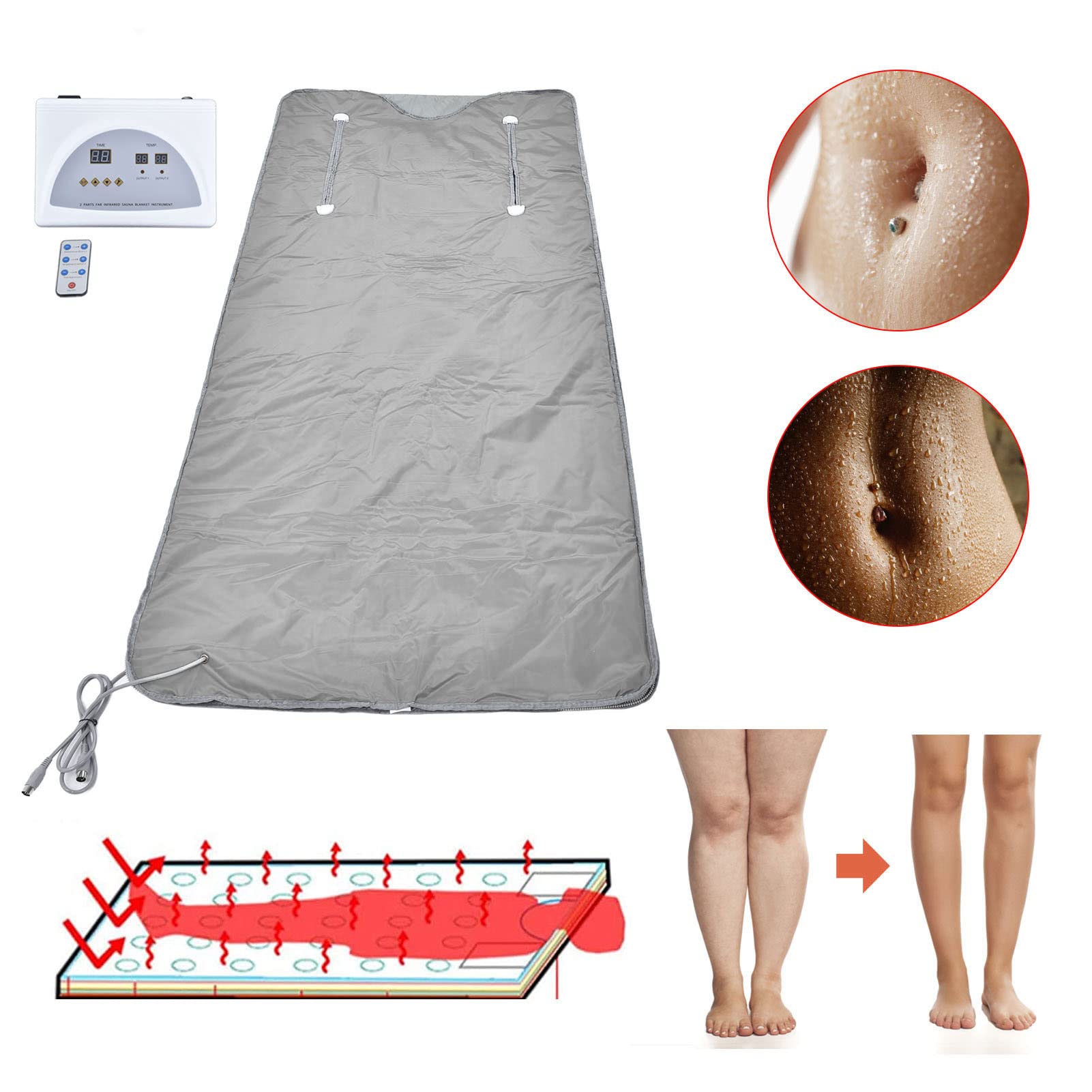 Best Infrared Sauna Blanket 650W with Remote Control - Double-Sided Heating Electric Spa Blanket for Home & Beauty Salon - Body Wrap, Detox, Weight Loss & Relaxation - Perfect for Cold Weather, Post-Workout Recovery & Stress Relief