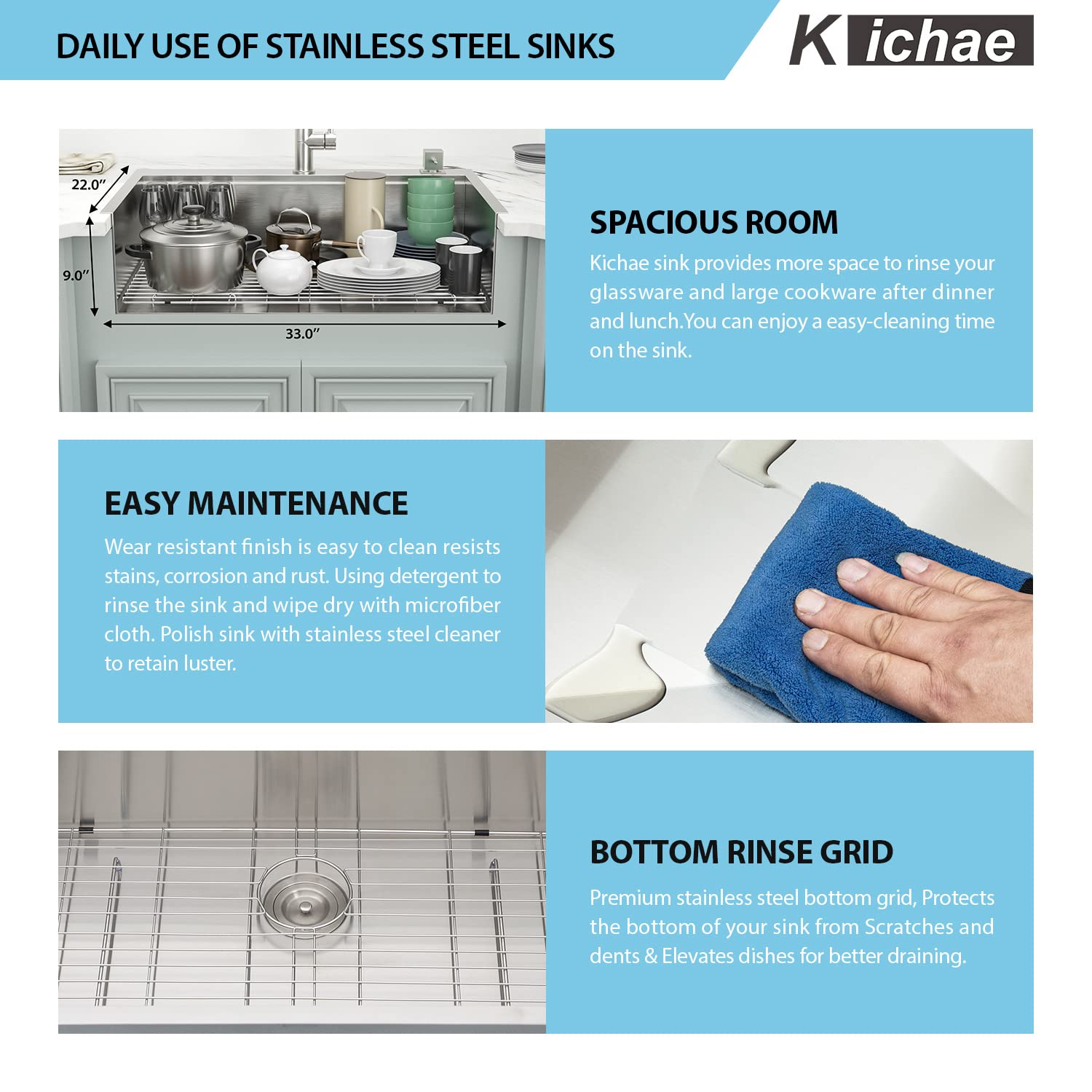 33 Inch Drop-In Stainless Steel Kitchen Sink - 16 Gauge Single Bowl Topmount Sink with Ledge Workstation & Accessories | Perfect for Food Prep, Dishwashing & Modern Kitchen Renovations
