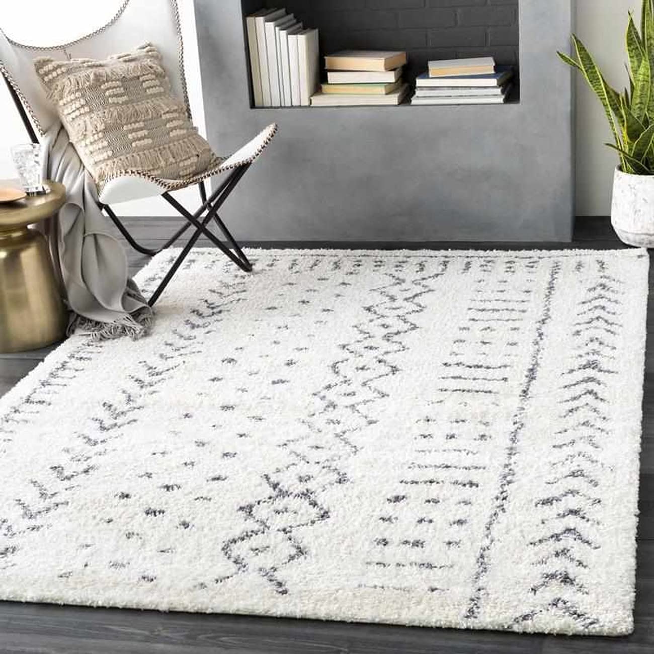 Mark&Day 8x10 Shag Area Rug - Soft Plush White Carpet for Living Room, Bedroom & Kitchen - 7'10