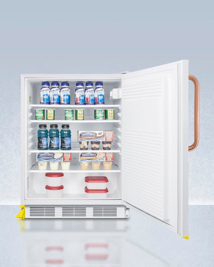 Accucold 24-Inch Wide Built-In All Refrigerator with Copper Handle - ADA Compliant, Energy Efficient, Spacious Interior (FF7LWBITBCSTOADA) - Perfect for Modern Kitchens, Restaurants, and ADA-Compliant Spaces