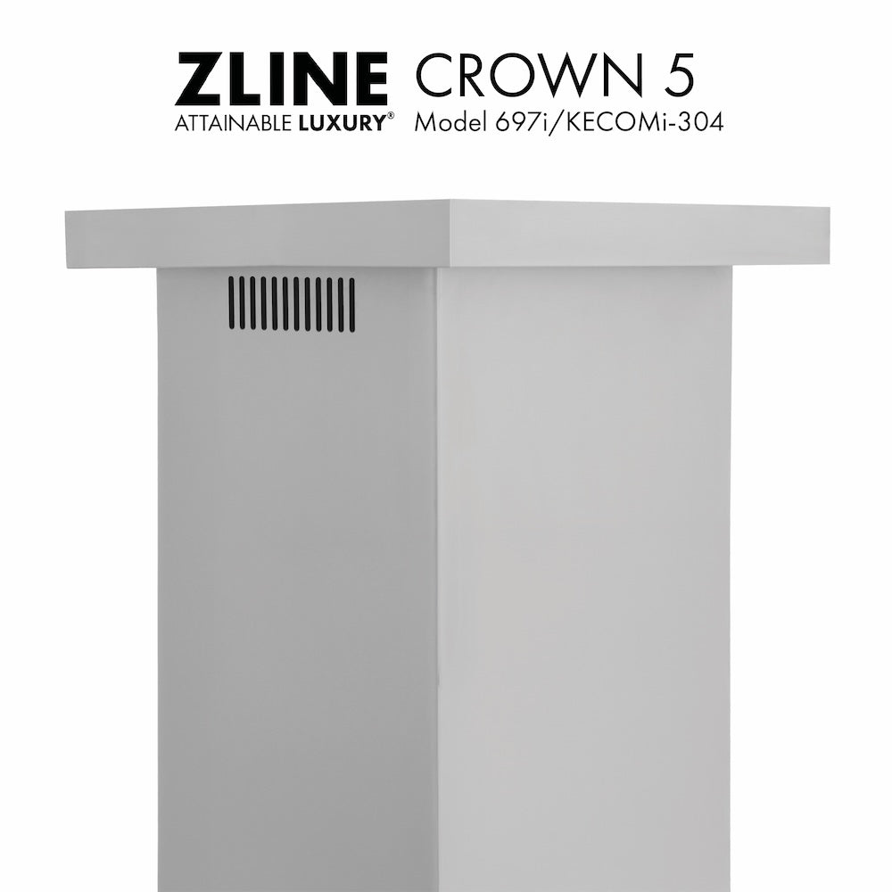 ZLINE CM5 697i/KECOMi 304 Stainless Steel Crown Molding Profile 5 for Island Mount Range Hood - Perfect for Modern Kitchen Ventilation & Luxury Home Upgrade