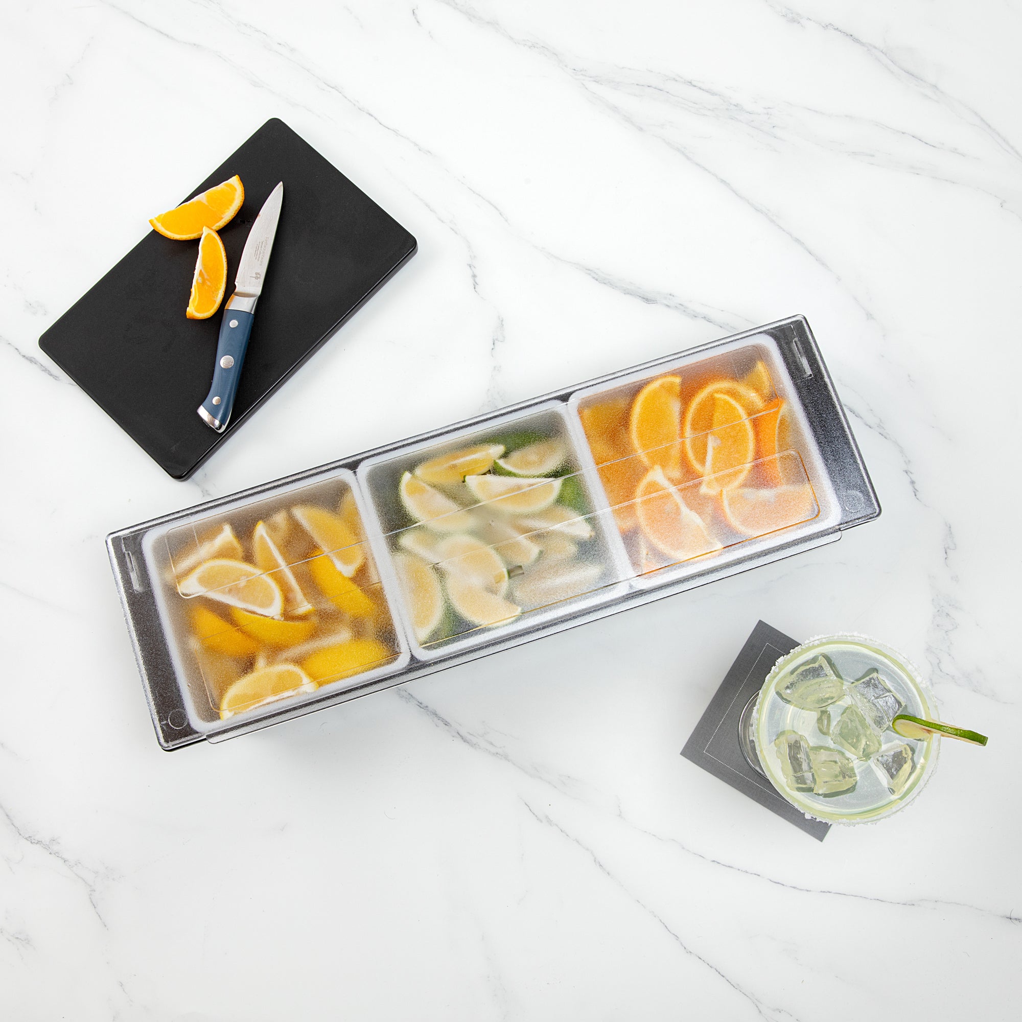 Bar Lux Black Plastic Condiment Caddy - 3 Compartment Organizer (19.5