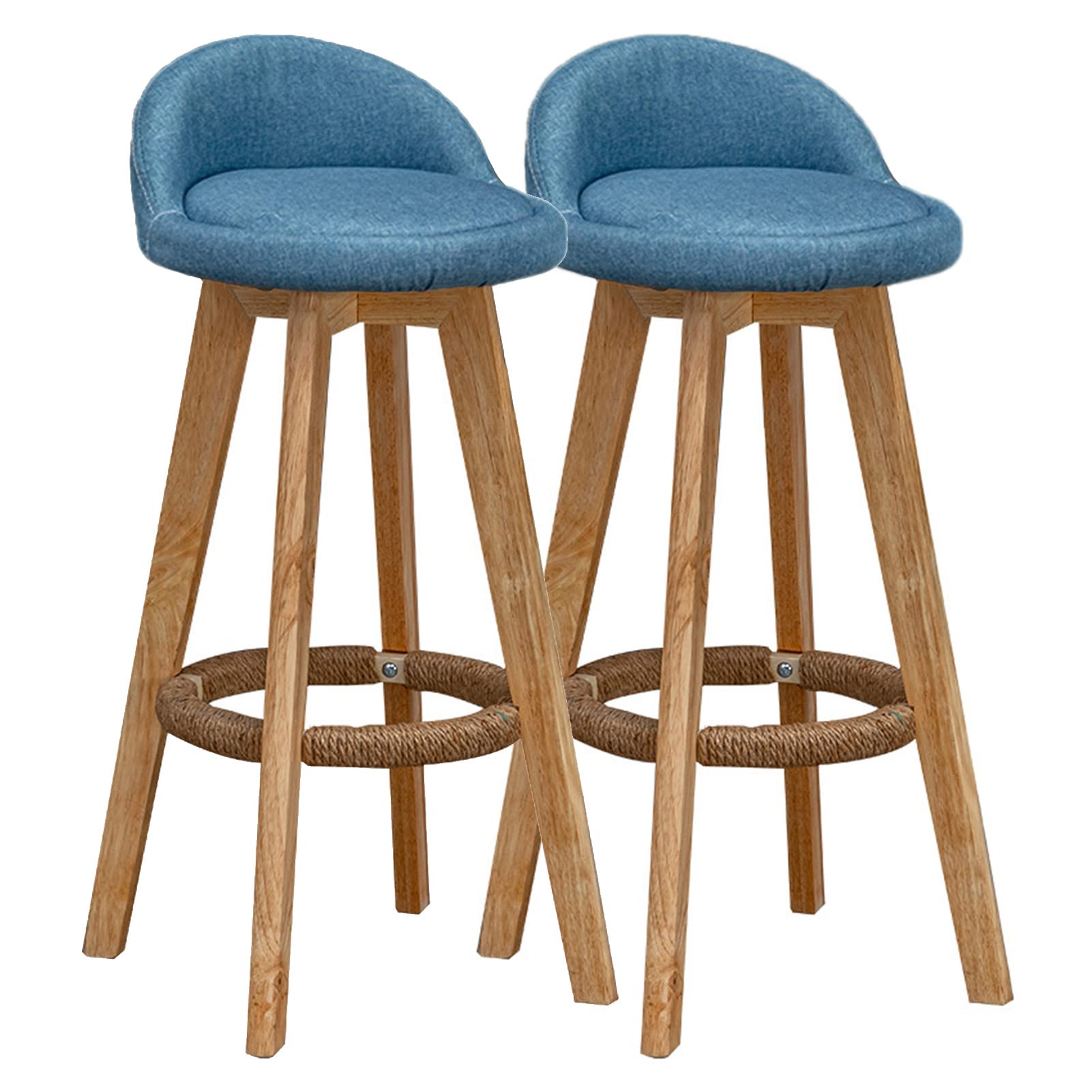 2-Pack Wooden Bar Stools with Low Backrest & Footrest - Solid Wood Counter Height Stools for Breakfast Bar, Kitchen, Pub & Coffee Shop - Perfect for Home, Restaurant & Commercial Use