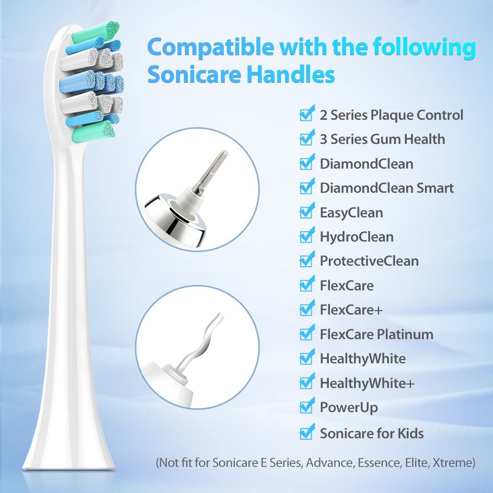 Philips Sonicare Electric Toothbrush Replacement Heads - 8 Pack Compatible with 4100, 5100, 6100, HX9023 G2 Series - Soft Bristles for Deep Cleaning - Perfect for Travel & Daily Oral Care Routine