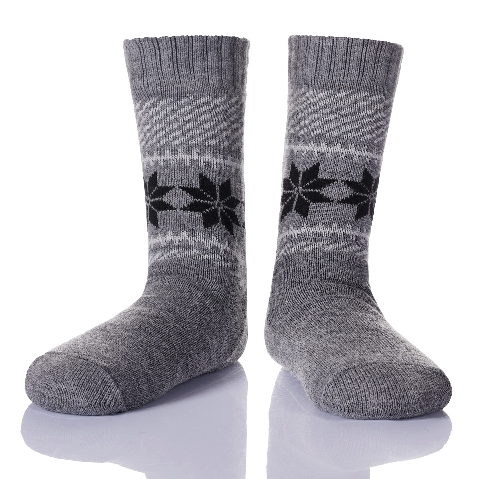 Men's Fleece Lined Thick Winter Slipper Socks - Cozy Non-Slip Fuzzy Home & Sleeping Socks for Cold Weather Comfort