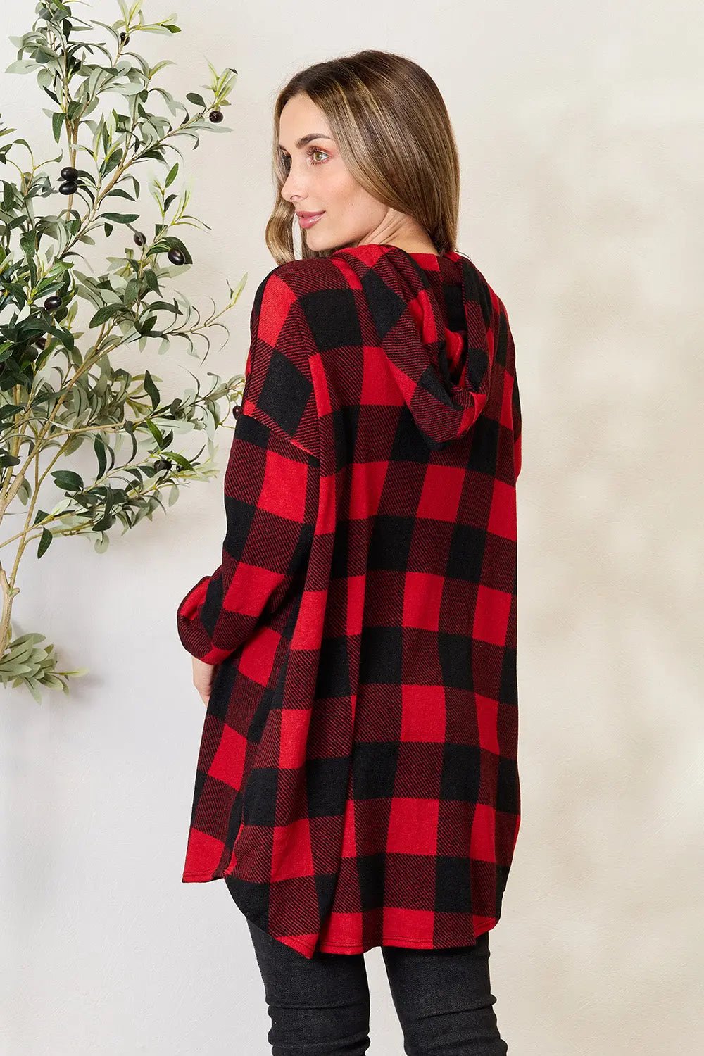 Heimish Full Size Plaid Button-Up Hooded Shirt for Men - Casual Outdoor Wear & Layering Essential