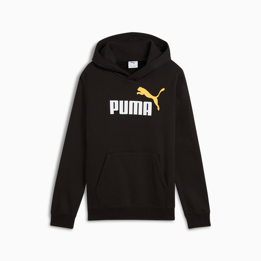 PUMA Kids' Essentials 2-Color Fleece Black Hoodie - Warm & Stylish Pullover for Boys & Girls - Perfect for School, Playdates & Outdoor Activities