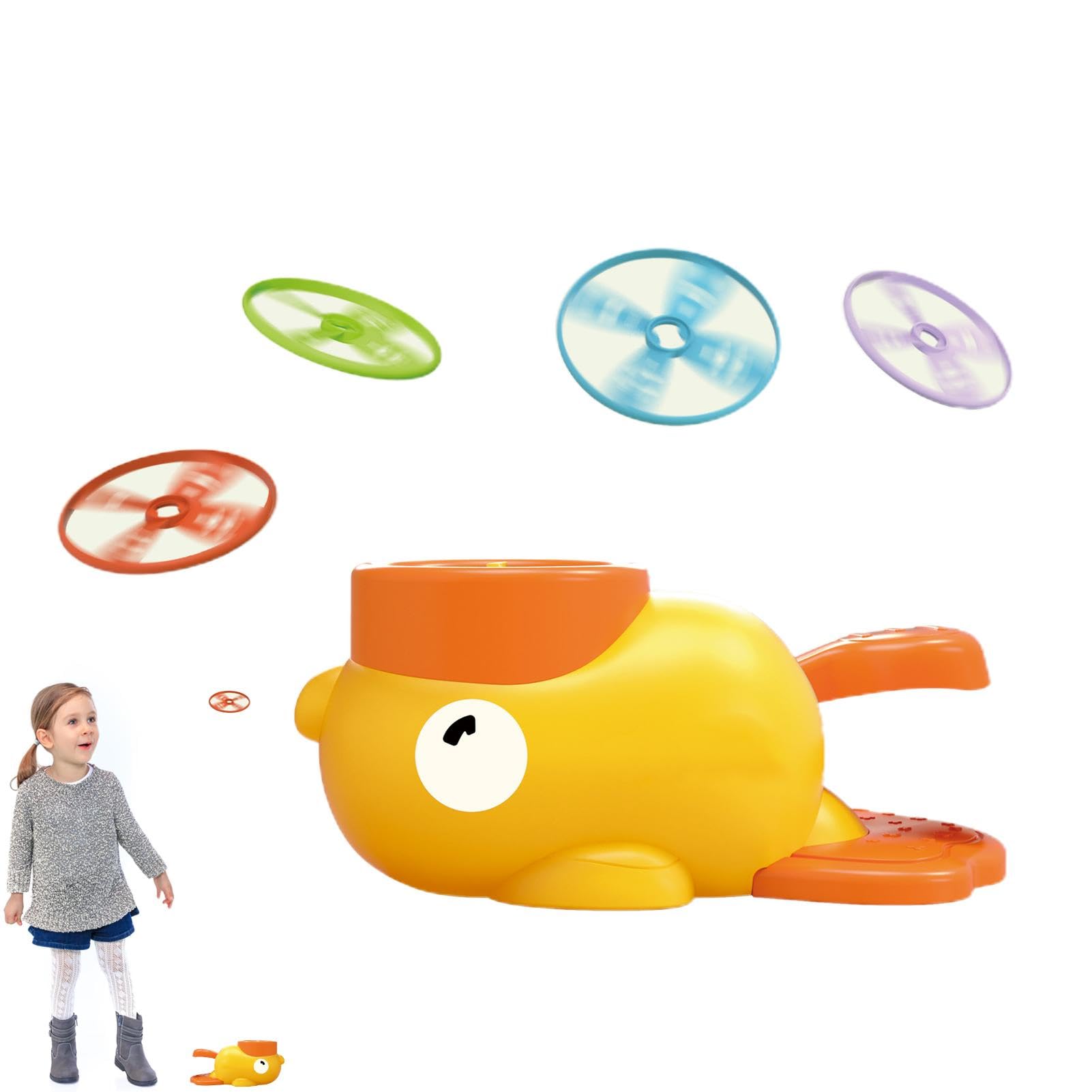 **Duck Design Flying Disc Launcher Toy Set - Step-on Flying Saucer Launcher for Kids Ages 3-8 | Outdoor Play, Learning & Fun for Boys & Girls | Perfect for Backyard, Park & Beach Activities**
