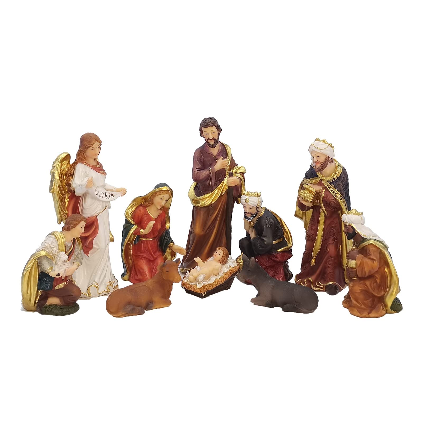 Nativity Scene Set - Christmas Crib Figurines with Baby Jesus, Manger Miniatures for Home Decor, Church & Catholic Gifts (Light Color, Size M+) - Perfect for Holiday Decorations, Christmas Displays & Religious Celebrations