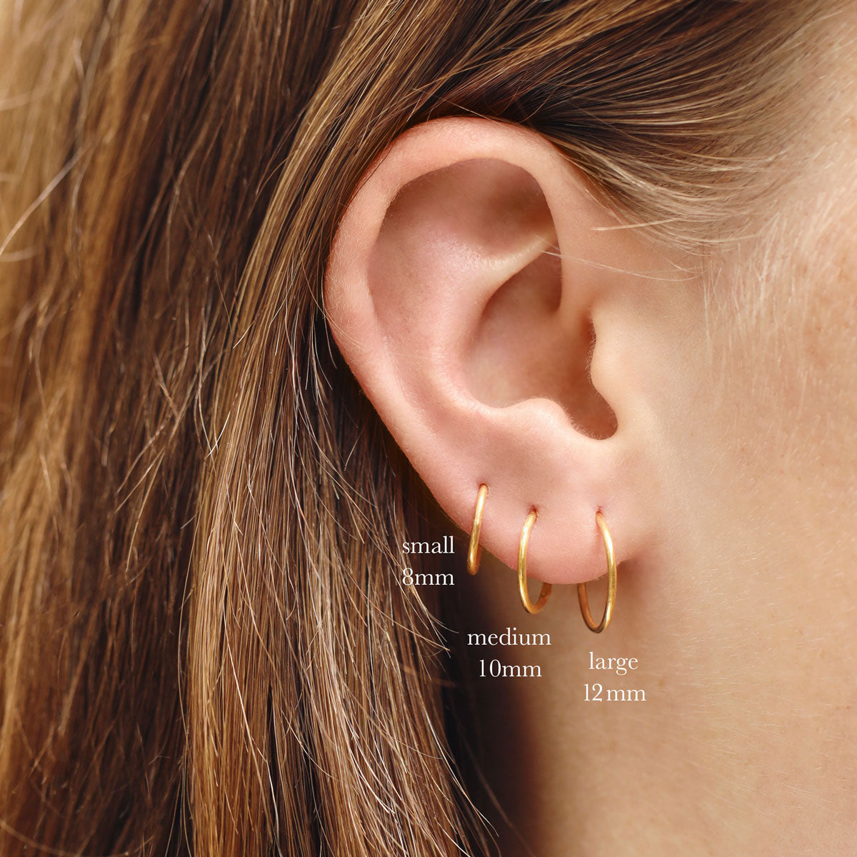 12mm Gold Endless Hoop Earrings for Women - Sleek & Stylish Everyday Wear for Work, Parties & Special Occasions