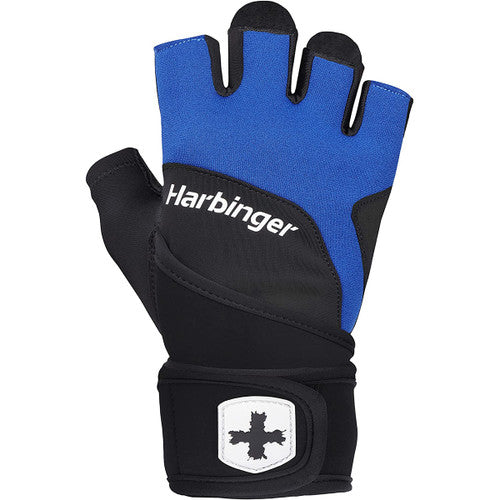 Harbinger Unisex Training Wrist Wrap Gloves 2.0 - Blue | Weightlifting & CrossFit Support for Men & Women | Gym, Powerlifting & Workout Gloves for Better Grip & Wrist Protection