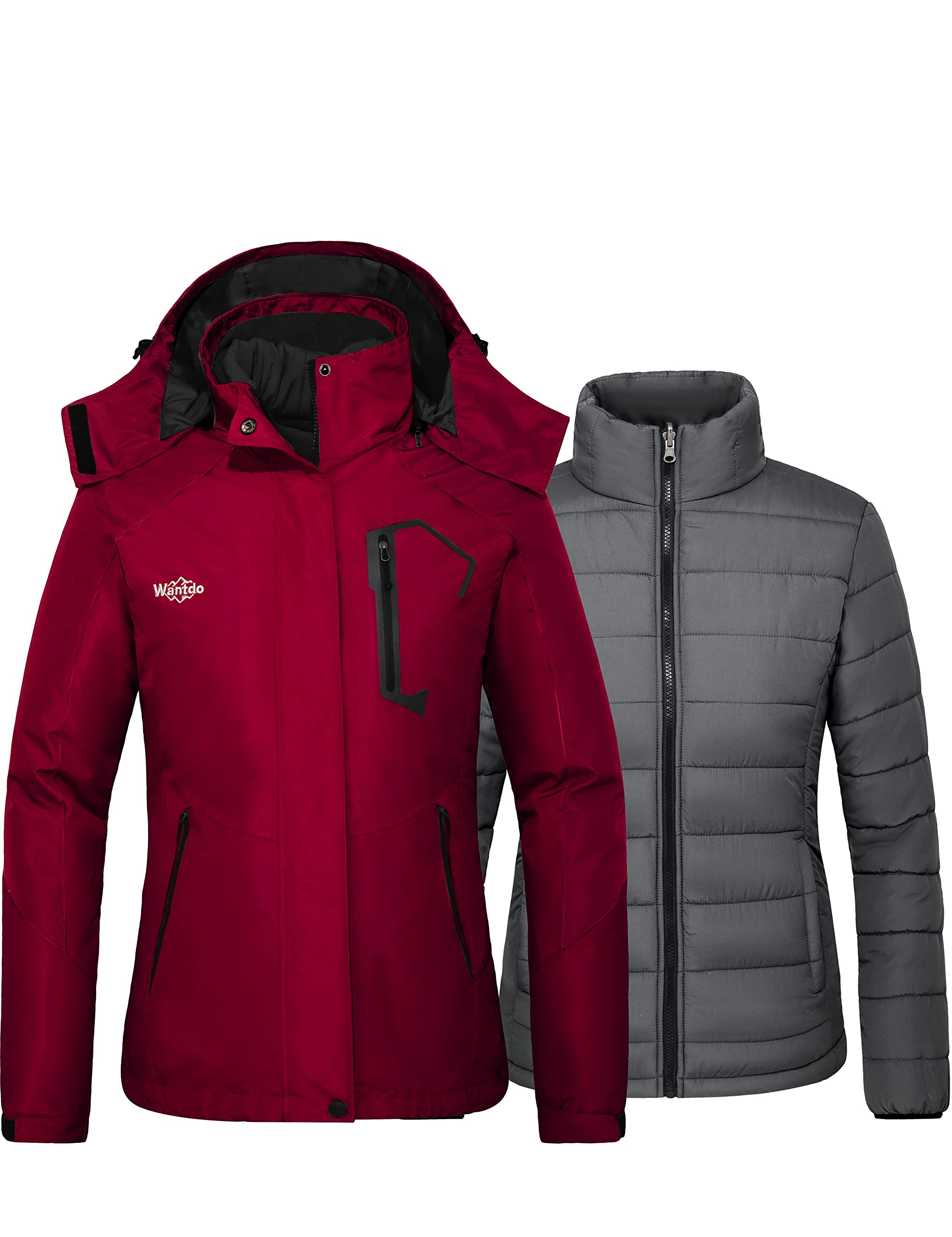 Wantdo Women's 3-in-1 Waterproof Ski Jacket - Winter Snowboarding Coat with Removable Liner for Skiing, Hiking & Outdoor Activities
