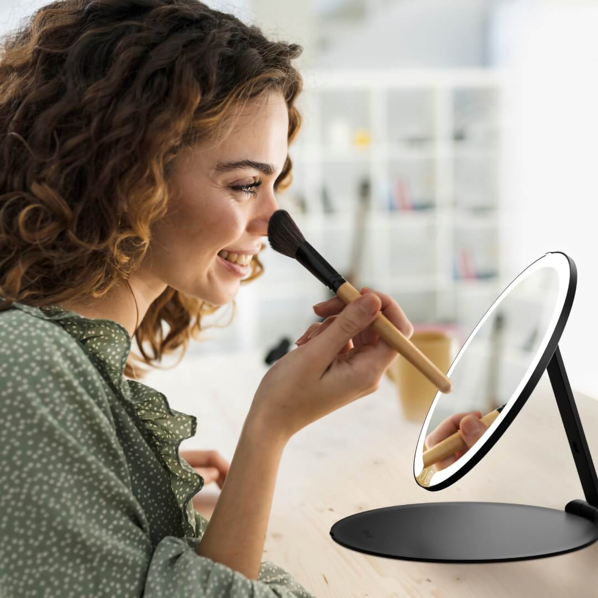 Fancii Abigail Rechargeable Travel Mirror with LED Lights - Compact Makeup Mirror for Travel, Home & Vanity - Perfect for Makeup Application, Skincare & Grooming On The Go