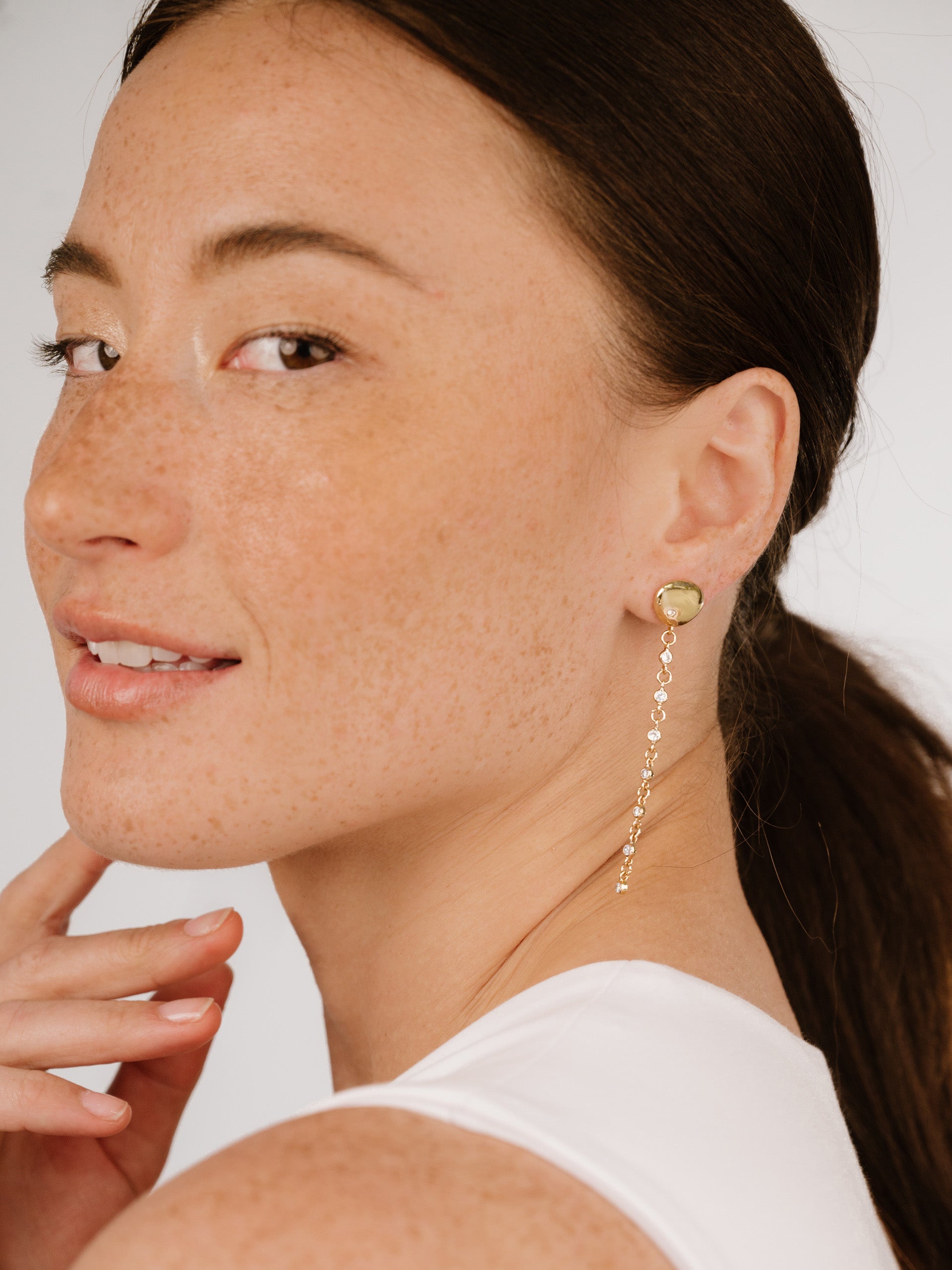 Polished Pebble Linear Chain Earrings - Elegant Minimalist Dangle Earrings for Women | Perfect for Casual Wear, Office, and Evening Outfits