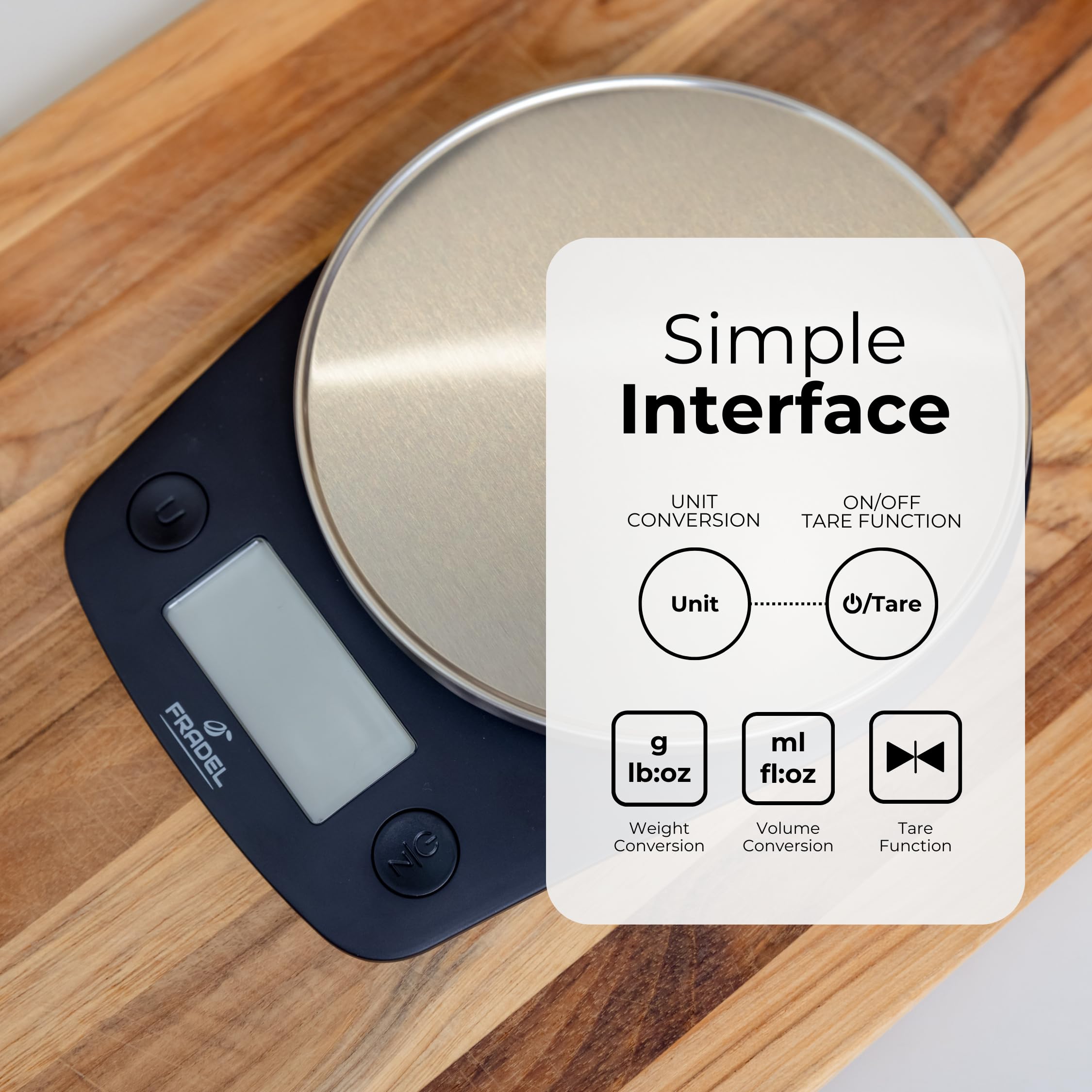 Fradel 0.1g Precision Digital Kitchen Scale - 11lb Capacity in Grams & Ounces for Cooking, Baking, Meal Prep & Weight Loss - Compact Round Design - Perfect for Home, Office & Travel Use