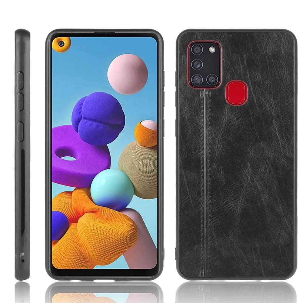 HAIJUN Shockproof Cow Pattern Phone Case for Samsung Galaxy A21s - Durable PC+PU+TPU Hybrid Protective Cover (Orange) | Perfect for Outdoor Activities, Travel & Daily Use