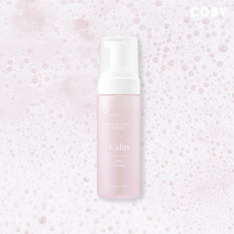 9wishes pH Calm Ampoule Wash 150ml - Korean Hydrating Facial Cleanser for Sensitive Skin | Gentle Daily Face Wash for Dry & Acne-Prone Skin | Perfect for Morning & Night Skincare Routine