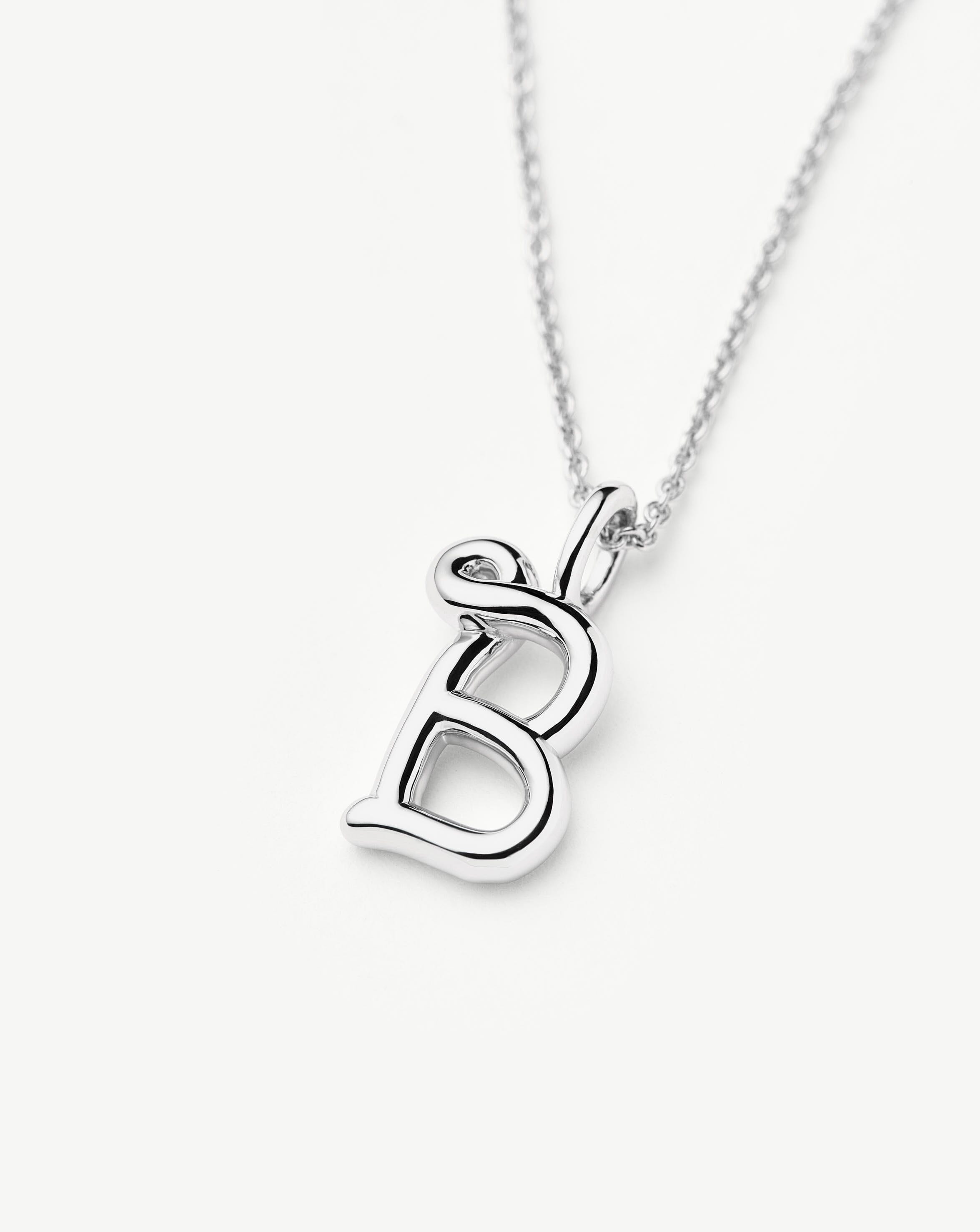 Curly Molten Mini Initial Necklace - Sterling Silver Personalized Jewelry | Perfect Gift for Women, Birthday, Anniversary & Valentine's Day