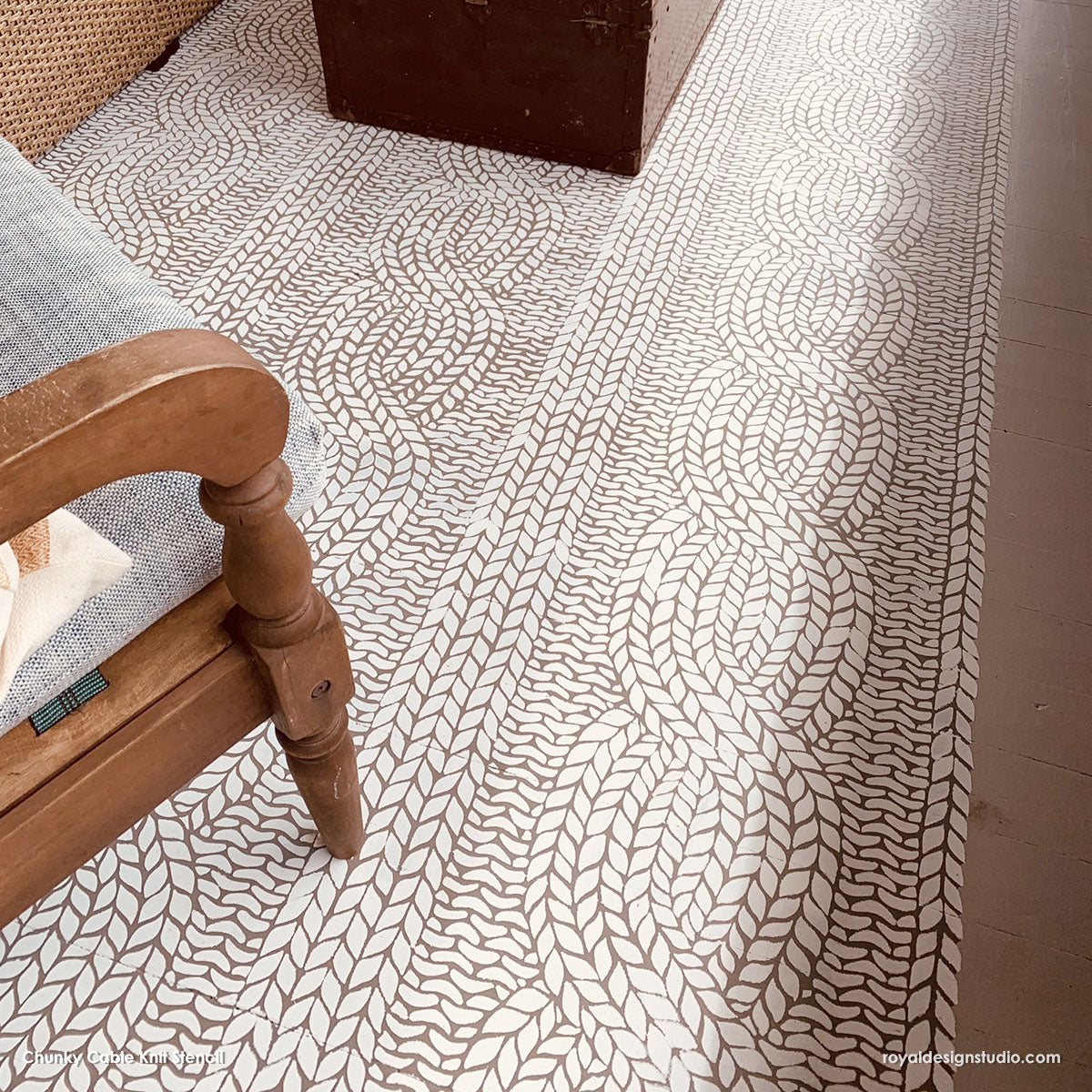 Chunky Cable Knit Wall Stencil - DIY Home Decor for Cozy Living Room, Bedroom, and Nursery - Perfect for Farmhouse, Rustic, and Boho Style Walls