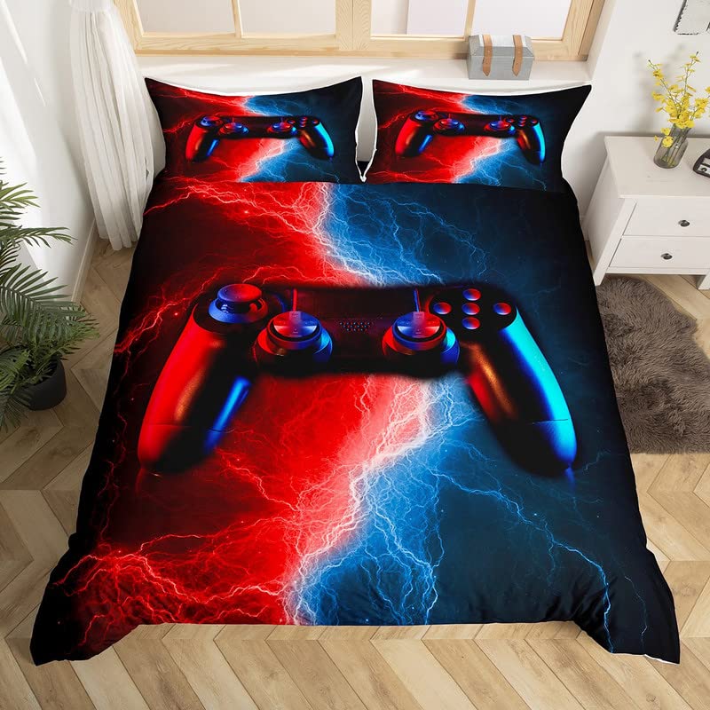 Feelyou Gamer Duvet Cover Set - Soft Video Game Controller Design for Kids & Teens - Twin Size Zipper Closure - Perfect for Gaming Rooms, Sleepovers & Boys' Bedroom Decor