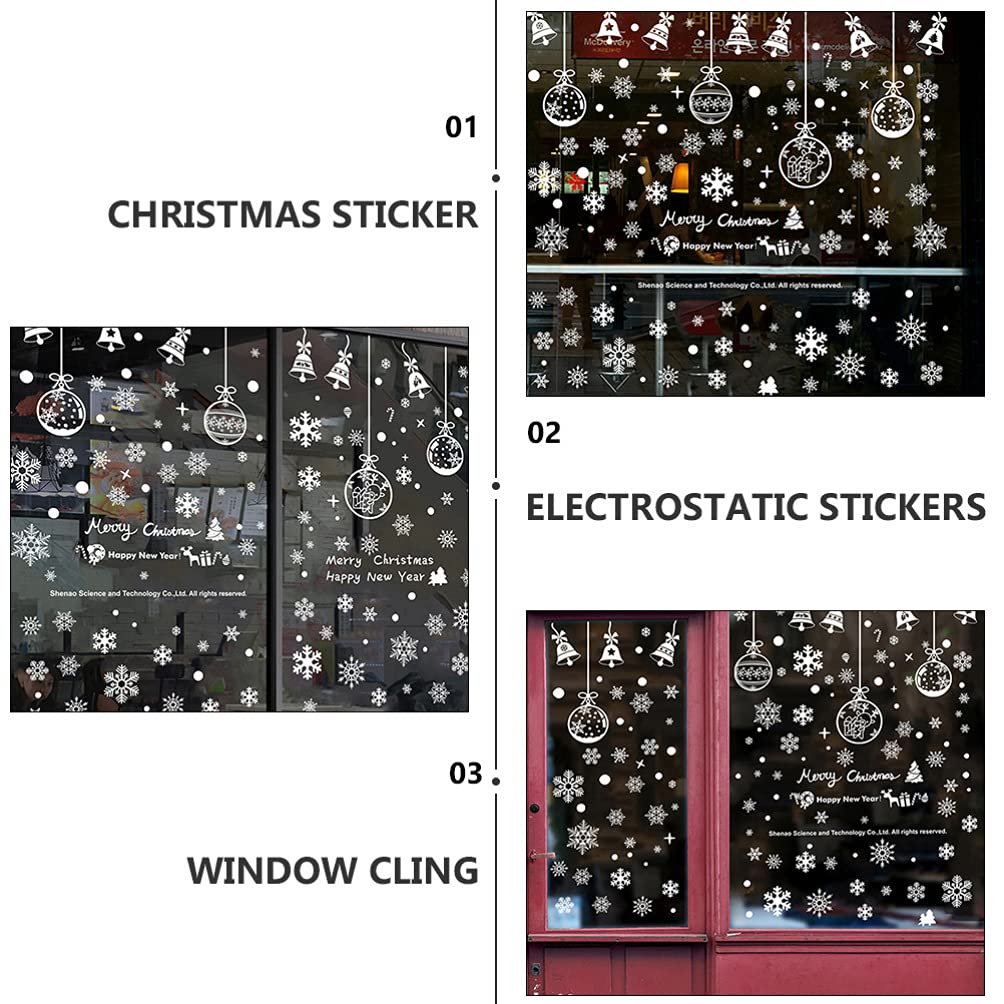 VALICLUD 1 Set of 24 Bell & Snowflake Window Cling Stickers - Christmas Electrostatic Decals for Glass Doors, Windows - Holiday Home Decor, Party, Office, Classroom (Winter Wonderland Theme)