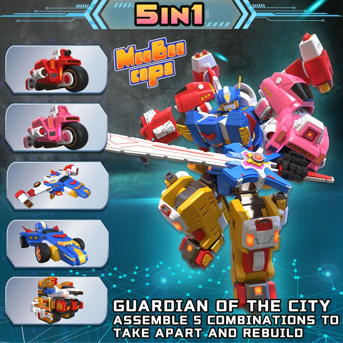 Wenbeier 5-in-1 Transforming Robot Toy Car Set - 10