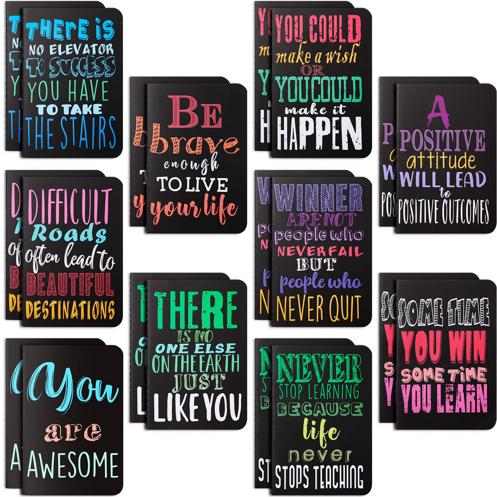 Inspirational Mini Notebook Set - 40-Piece Motivational Journals & Notepads for Office, Home, Church | Christian Gift Supplies in 10 Bright Styles | Perfect for Daily Encouragement, Bible Study Notes & Thought Journaling