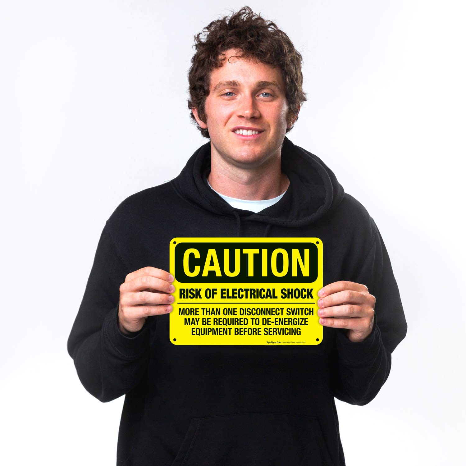OSHA Electrical Shock Warning Sign - 10x7 Inch Rust-Free Aluminum Caution Sign for Multiple Disconnects | Durable Indoor/Outdoor Safety Signage | Made in USA | Perfect for Construction Sites, Factories & Hazardous Work Areas