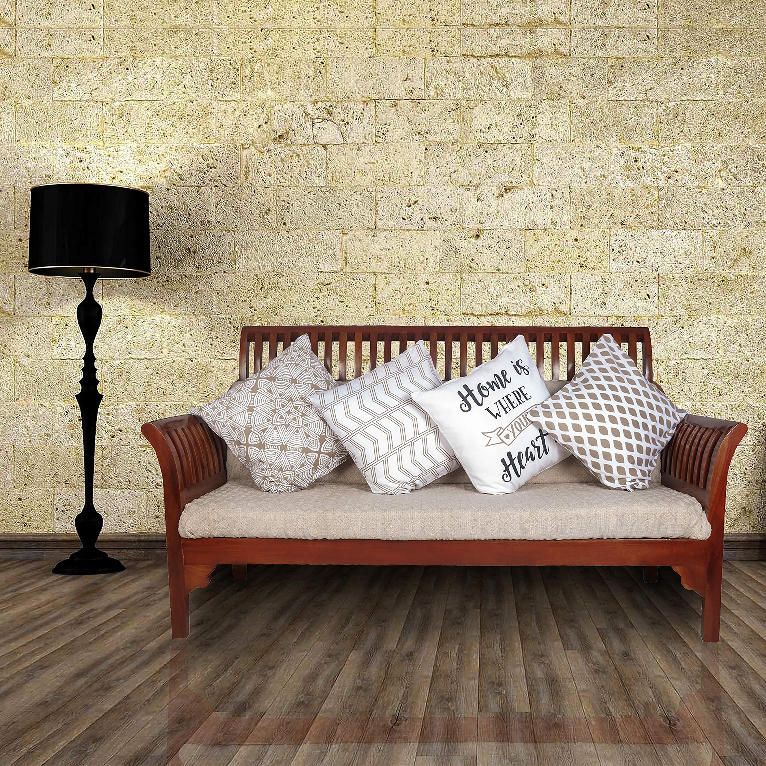 18x18 Inch Decorative Pillow Covers with Zipper - 4-Pack Soft Throw Pillowcases for Sofa, Bed & Couch - Easy to Clean Home Decor Accent Pillows (Home Heart Design) - Perfect for Living Room, Bedroom & Dorm Styling