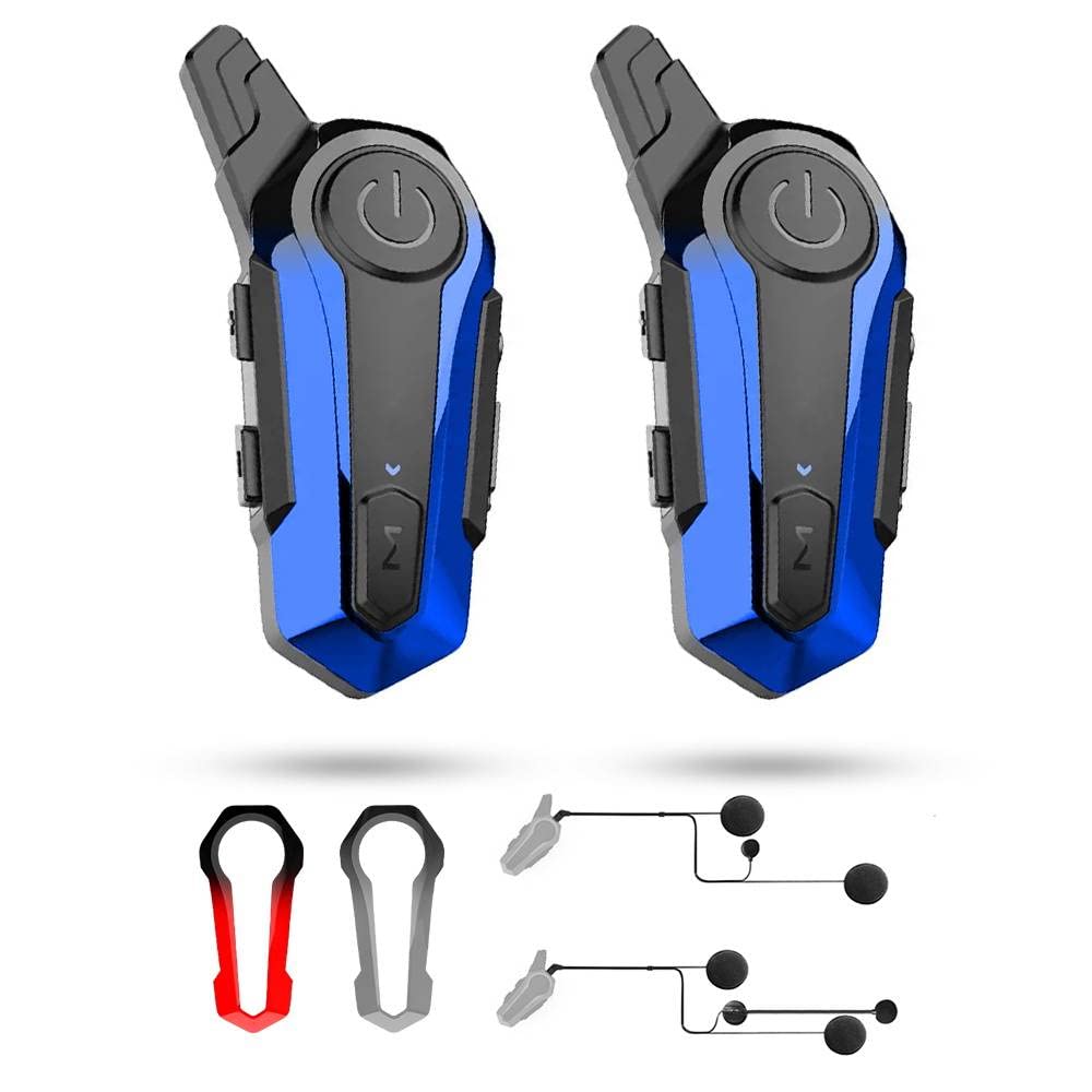 Motorcycle Bluetooth Headset - 1000m Intercom for Full & Half Face Helmets with CVC Noise Cancellation & IPX6 Waterproof (2 Pack) - Perfect for Group Riding, Touring & Communication Between Riders