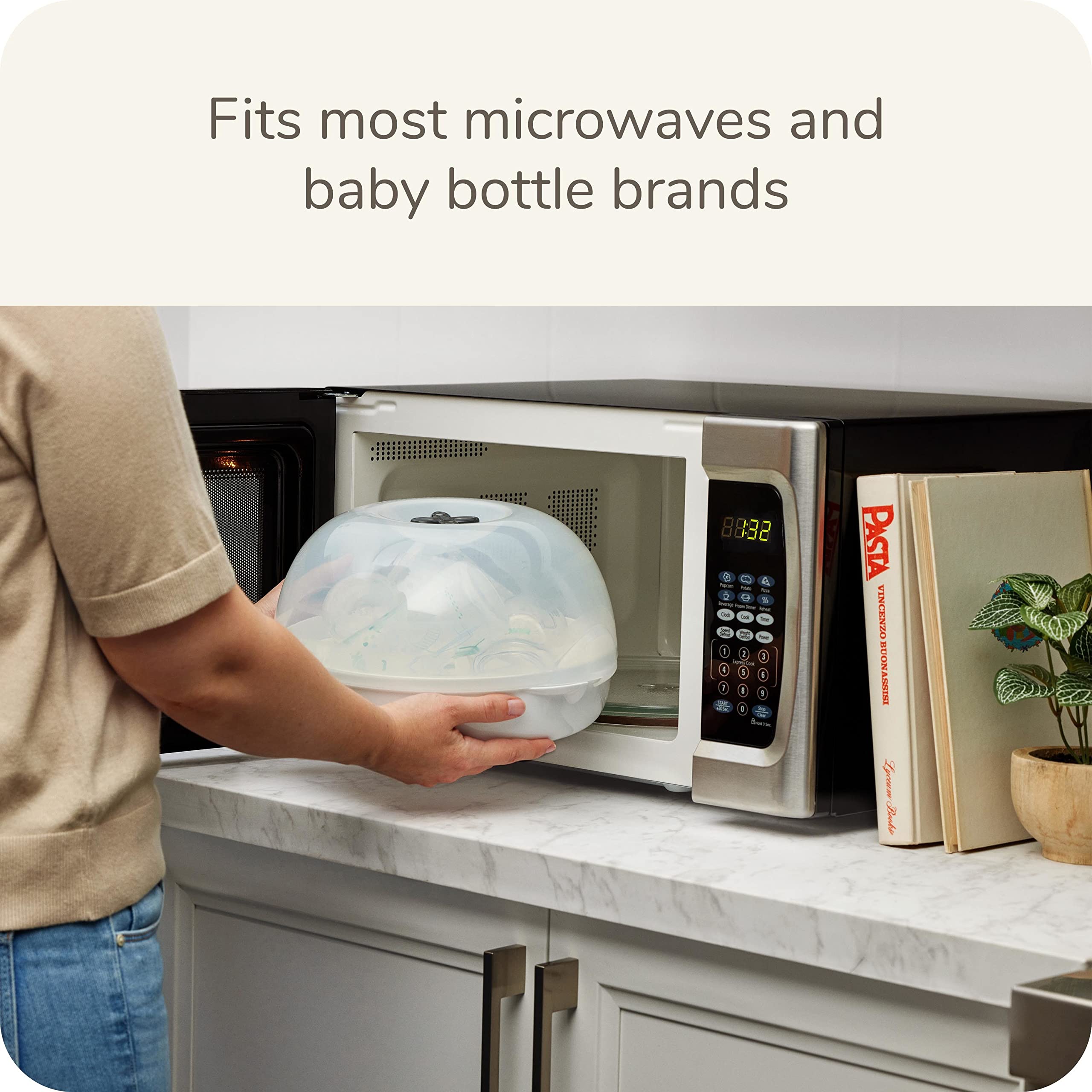 NUK Micro Express Microwave Baby Bottle Sterilizer - Fast & Effective Steam Sterilization for Bottles, Pacifiers & Accessories | Safe for Newborns & Infants | Perfect for Travel, Daycare & Home Use