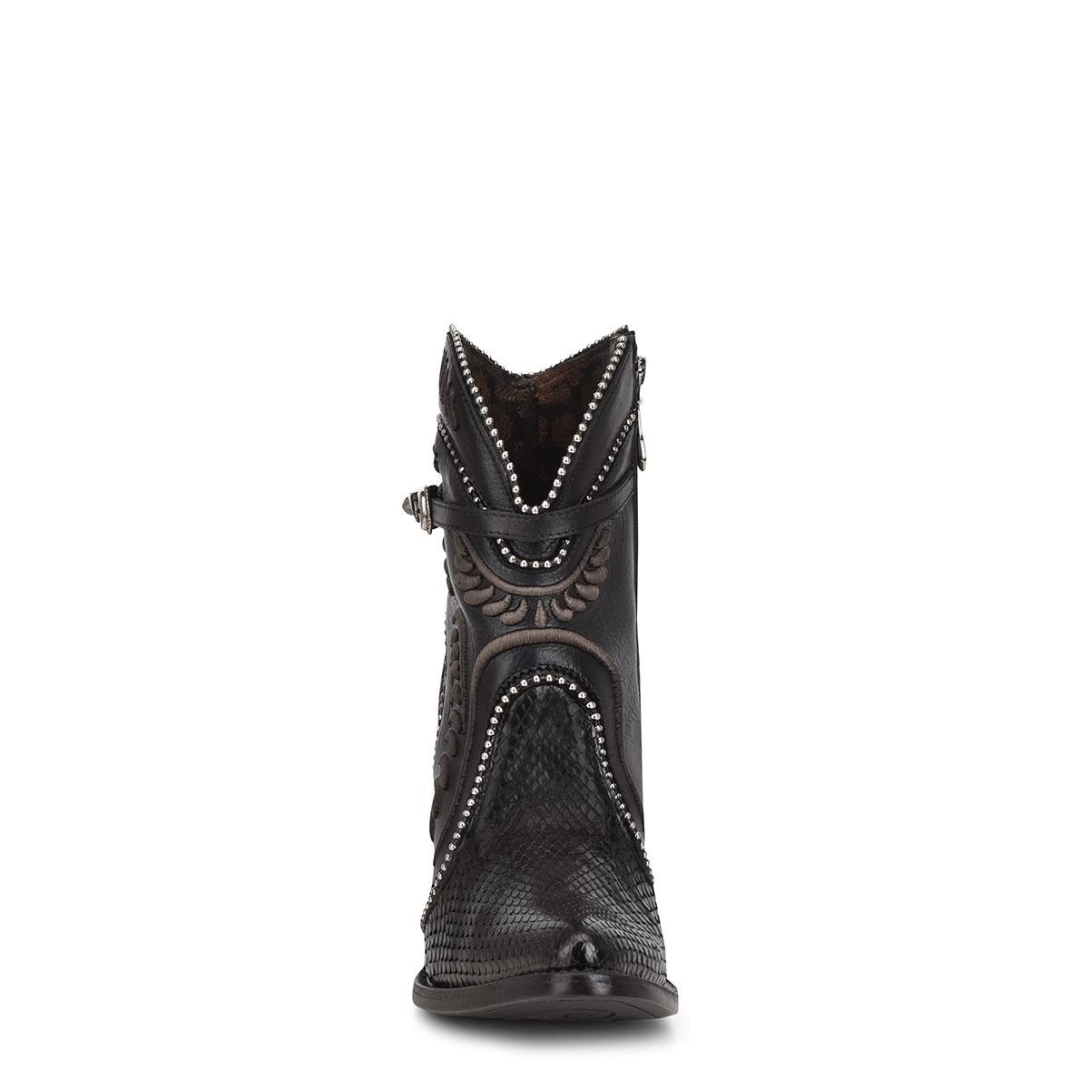 Women's Cuadra Black Cowgirl Python Skin Ankle Boots - Stylish Western Fashion for Parties, Rodeos & Everyday Wear
