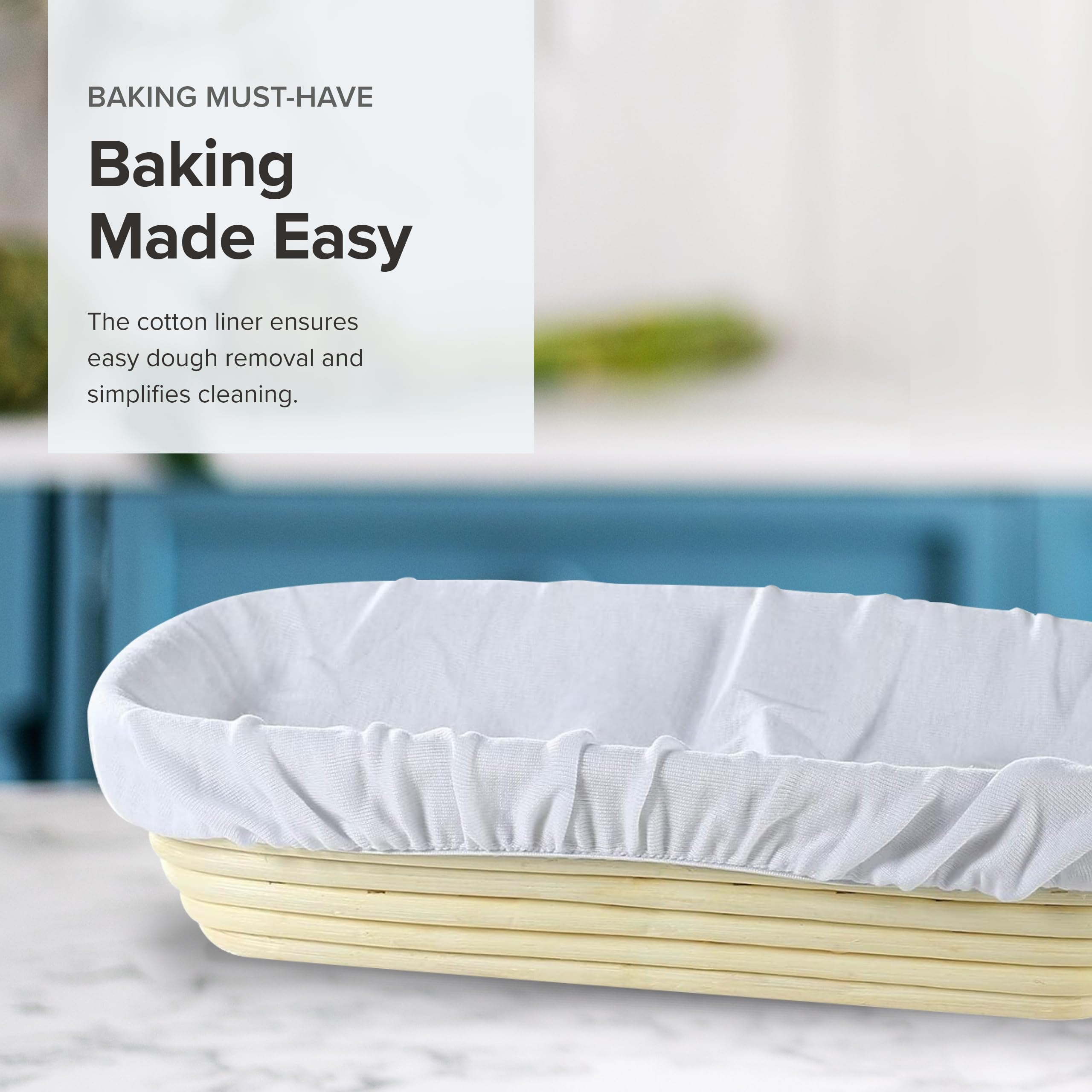 Frieling USA 12 x 5.5 Inch Rectangular Sourdough Proofing Basket with Liner - Professional Bread Baking Tool for Artisan Sourdough, Homemade Bread Rising - Perfect for Home Bakers & Bread Making Enthusiasts