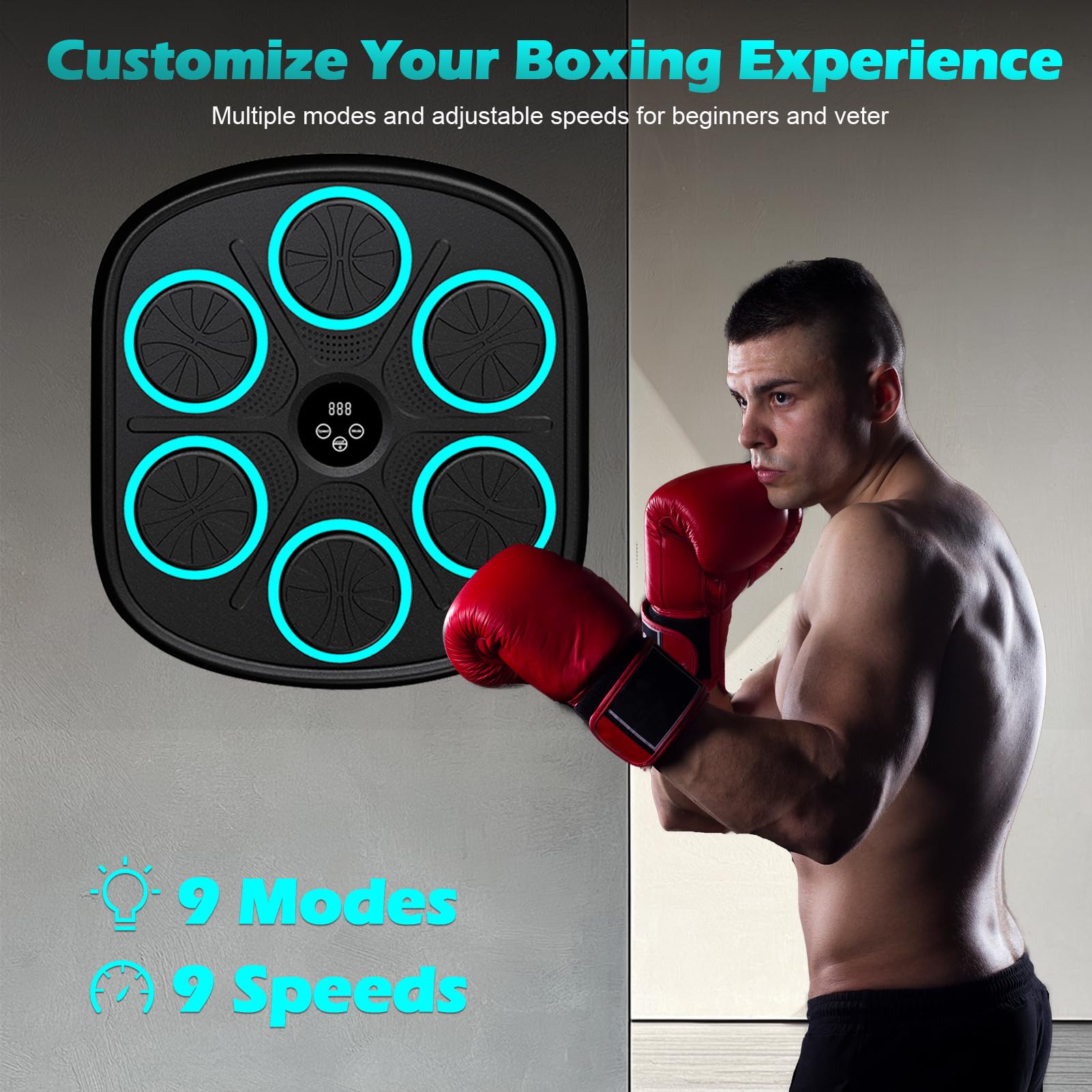 Smart Music Boxing Machine for Adults & Kids - Wall-Mounted Interactive Trainer with LED Display, 9 Modes & 9 Speeds - Perfect for Home Gym, Stress Relief & Family Fun