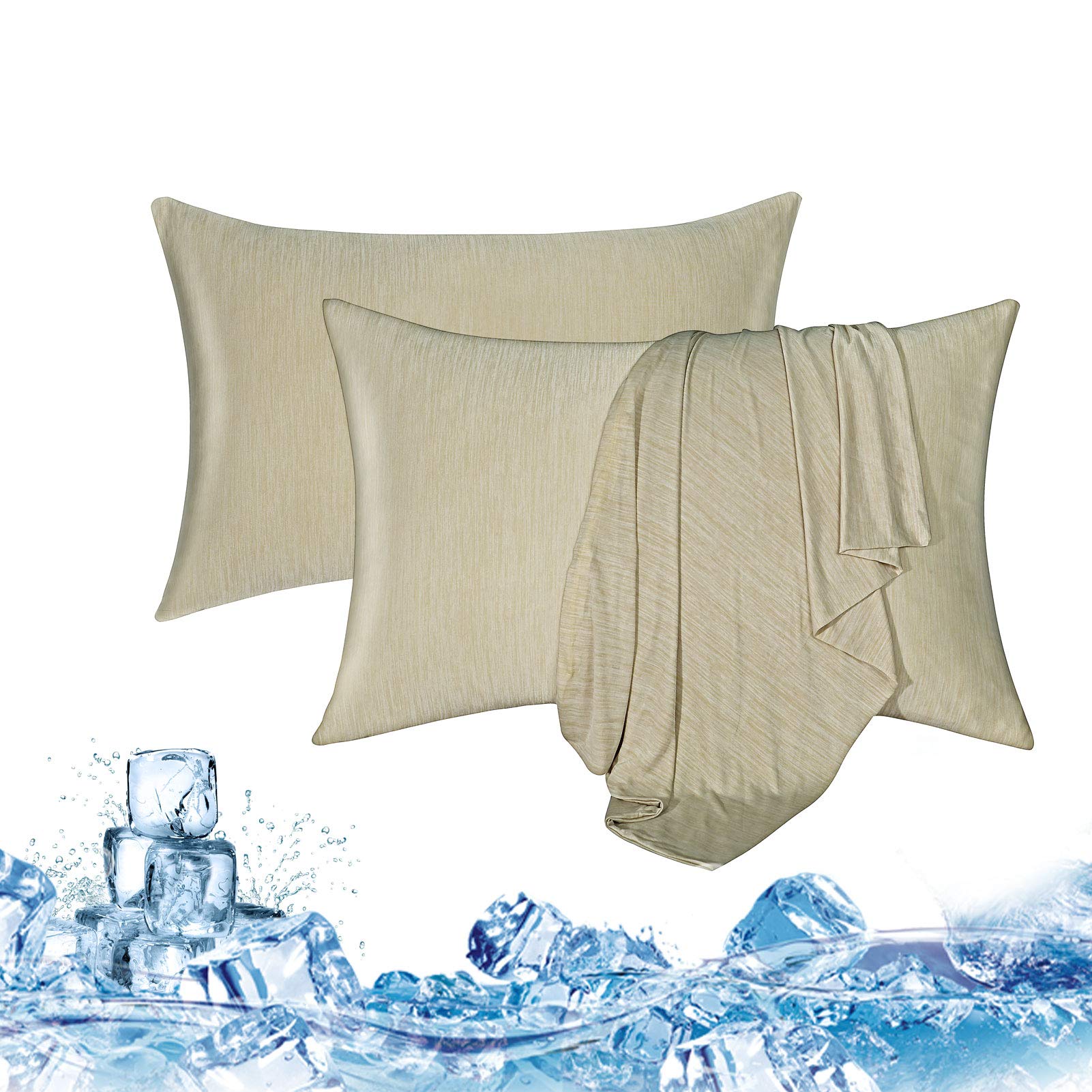 Haowaner Cooling Pillowcase 2 Pack - Double Sided Ice Cold Pillow Cover for Night Sweats & Hot Sleepers, King Size 20