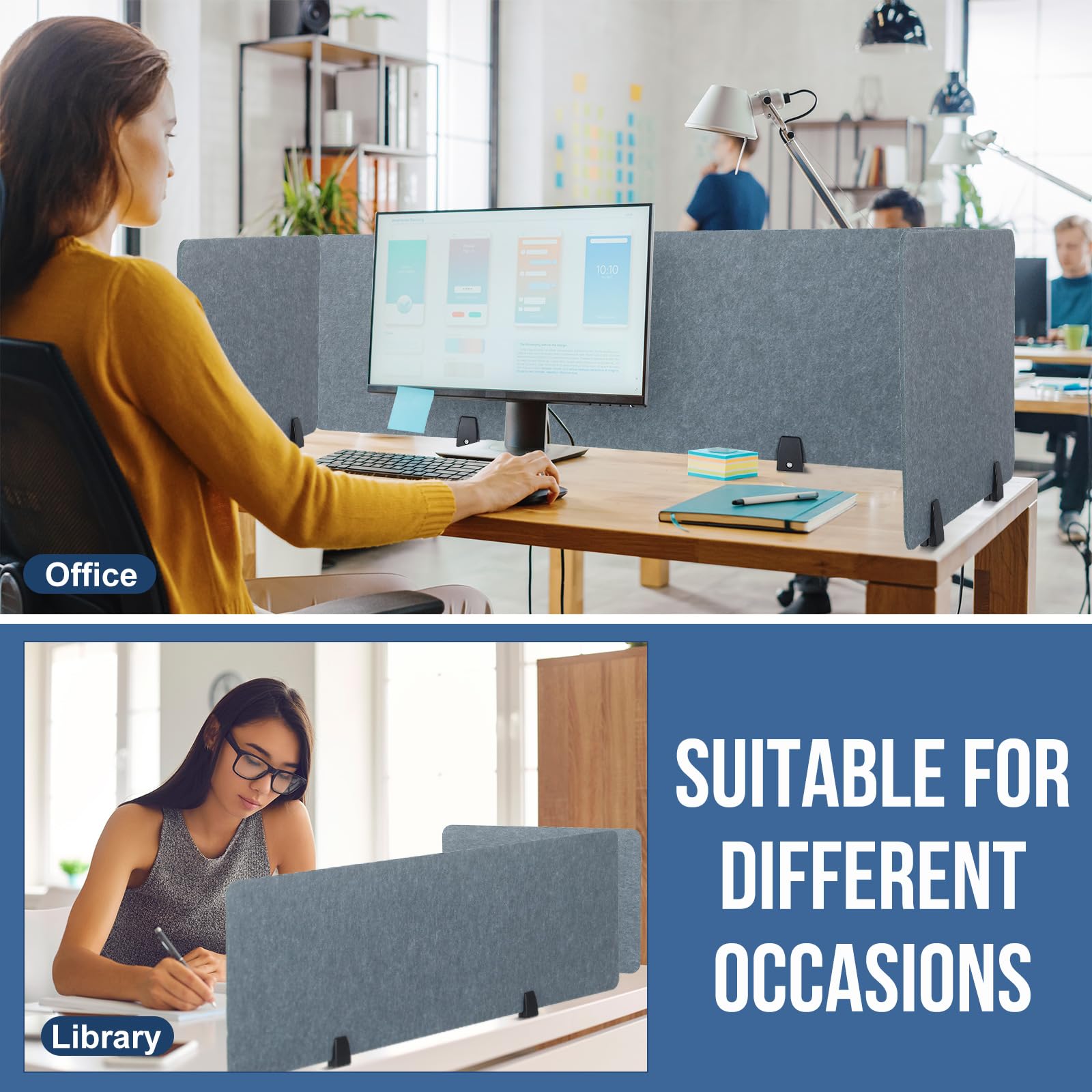 Yaomiao 3-Pack Acoustic Desk Divider Panels - 47.3