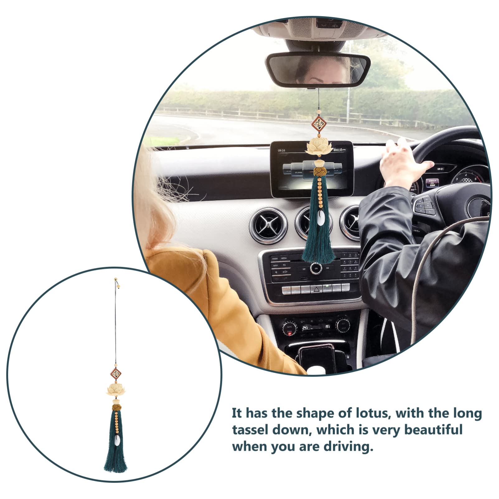 Eco-Friendly Wooden Car Pendant Hanging Decor - Stylish Rearview Mirror Ornament for Car Adornment, Perfect for Road Trips and Daily Commutes