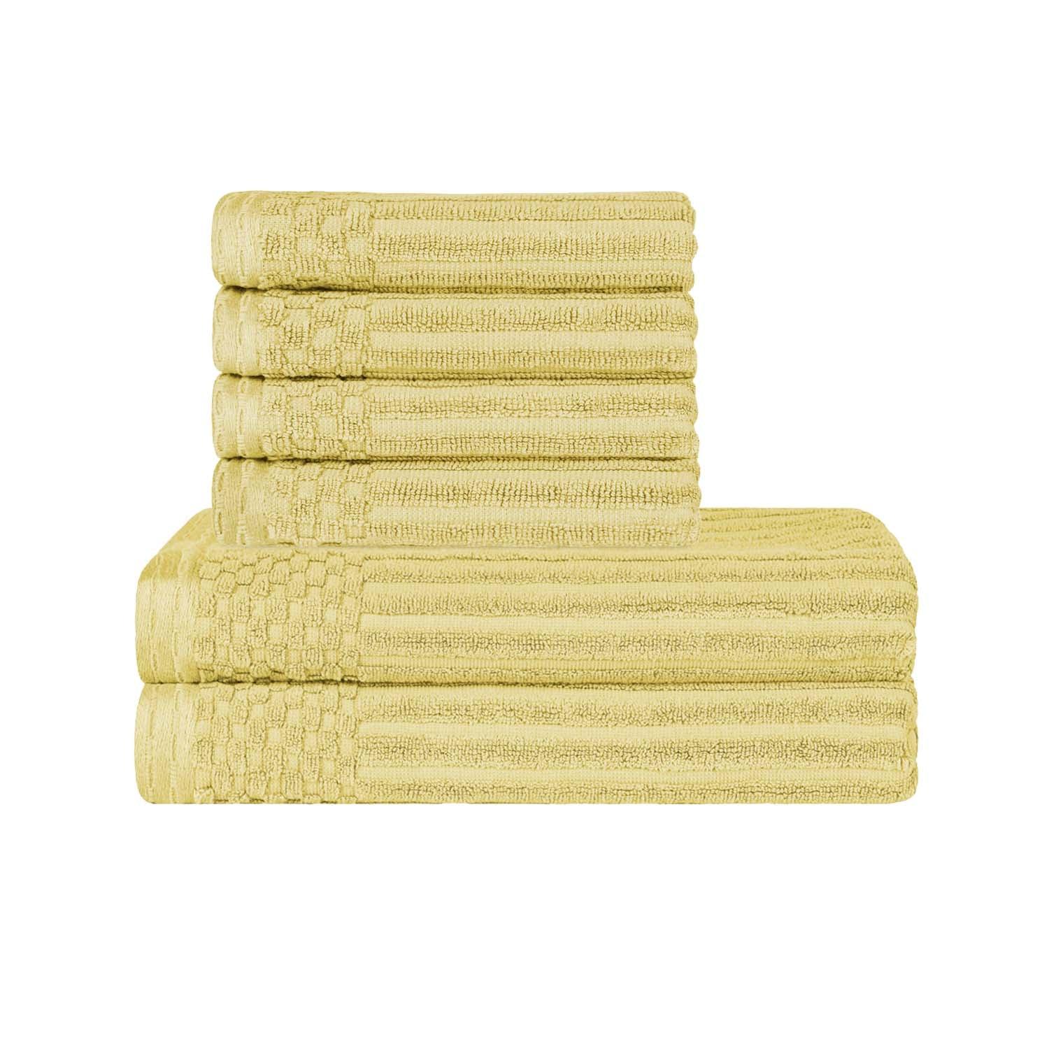 Premium Soho Ribbed Textured Cotton Bath Towel Set - Ultra Absorbent, Quick-Drying Hand & Bath Towels for Spa, Gym, and Luxury Home Use