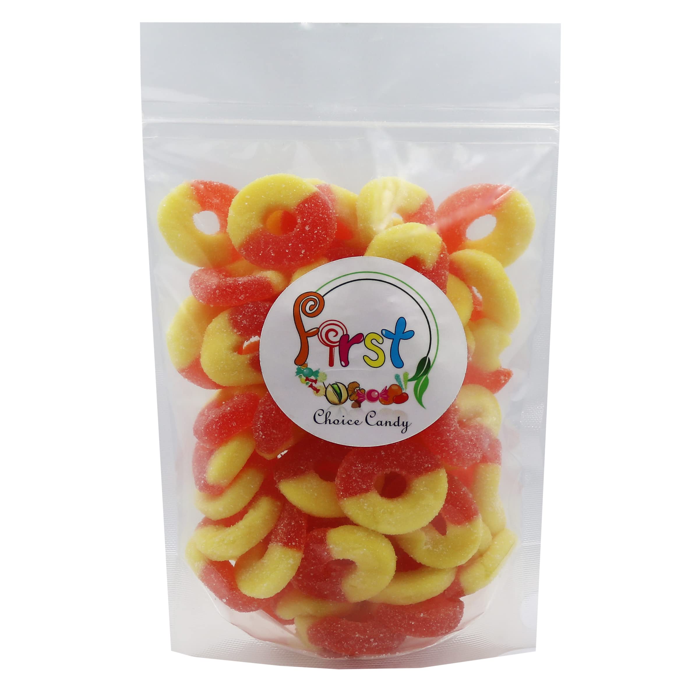 FirstChoiceCandy Gummy Rings Candy - Peach Flavor, 2.5 Pound Bulk Bag | Sweet & Chewy Fruit Snacks for Parties, Movie Nights & Office Treats