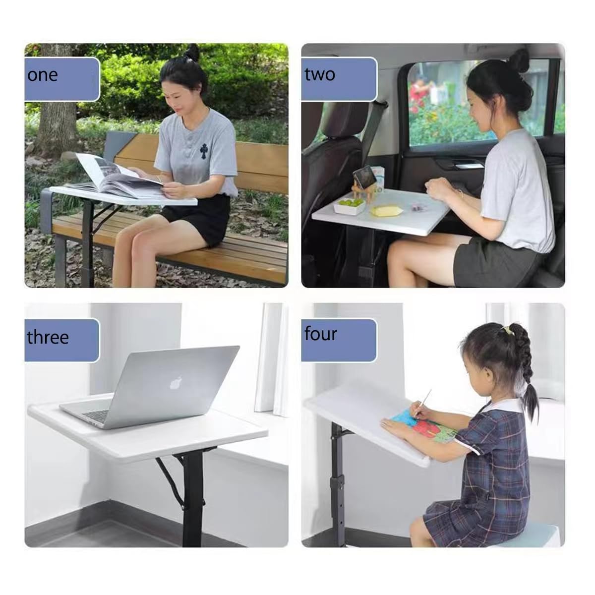 SHXSYN Adjustable Overbed Table with Wheels - Portable Folding Laptop Desk for Home Office, Bed, Couch - Standing Desk Converter with Tray for Computer Workstation (Black) - Perfect for Remote Work, Nursing Homes & Small Spaces