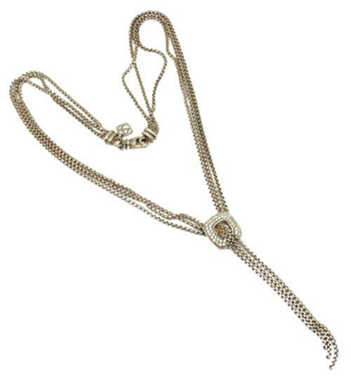 David Yurman DY Sterling Silver Diamond Lariat Waterfall Tassel Necklace 16