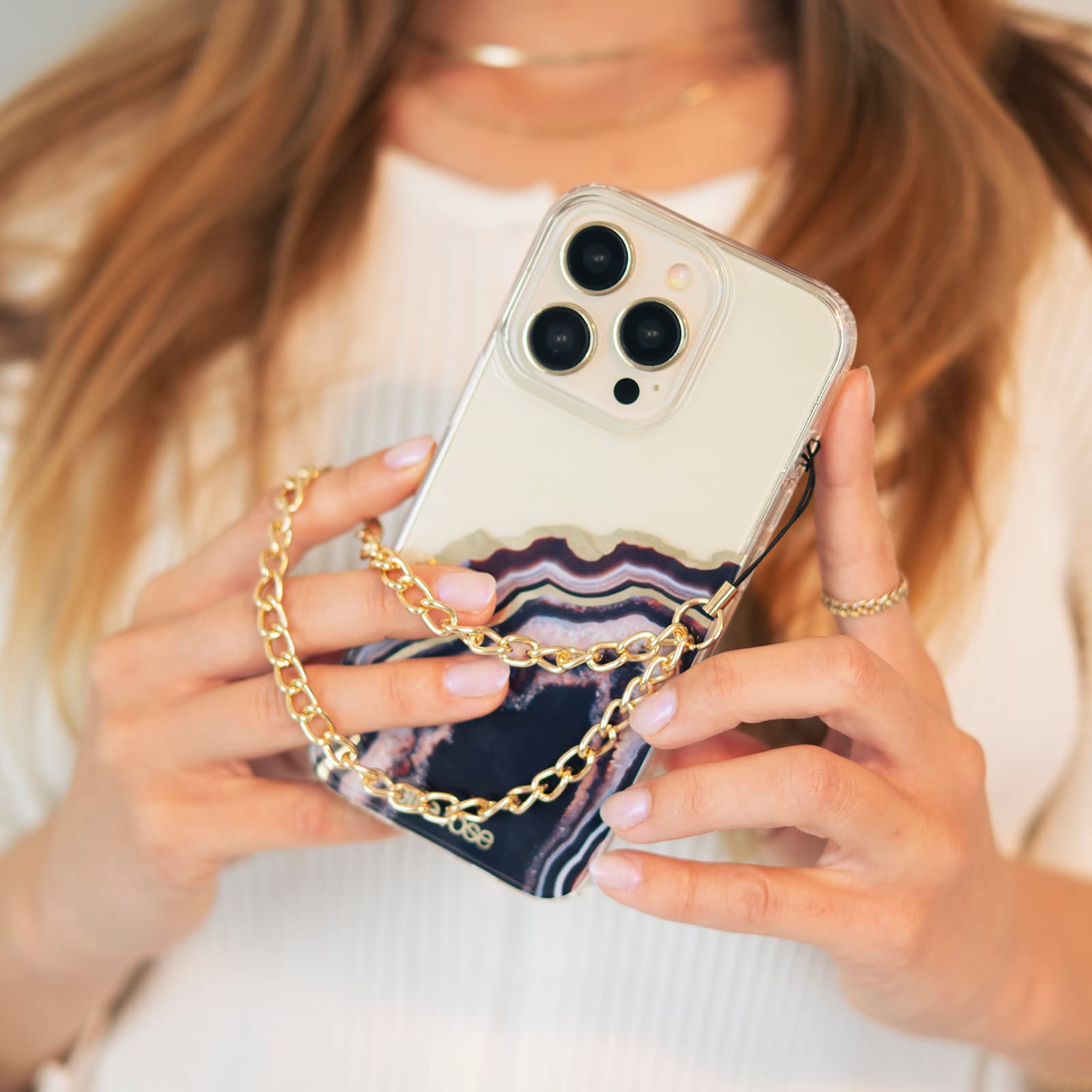 Ellie Rose - Chunky Metal Phone Lanyard with Wrist Strap, Stylish Phone Charm Chain for Women - Perfect for iPhone, Samsung, and More - Great for Work, Travel, and Everyday Use