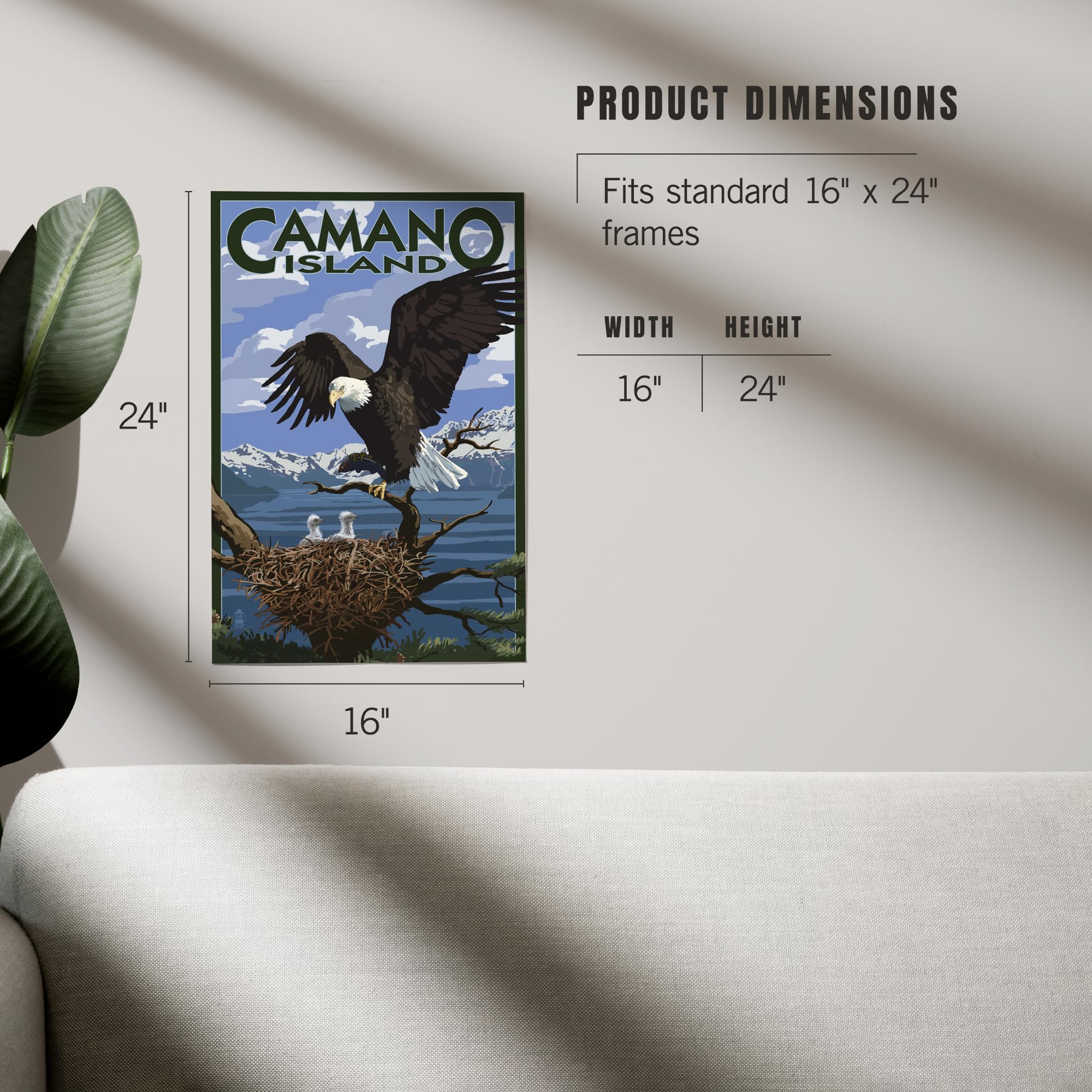 Lantern Press 16x24 Inch Giclee Print - Camano Island Washington Bald Eagle and Chicks Wall Art - Perfect for Home Decor, Office & Gift Giving