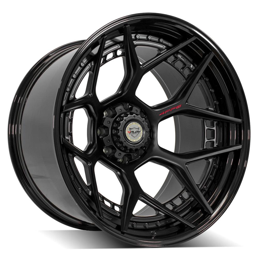4Play Forged Series 4PF6 Matte Black Center with Gloss Black Barrel 24x14.0 Wheels 8x170mm Bolt Pattern 124.9mm Hub - Perfect for Off-Road Trucks & SUVs, Custom Builds & Show Vehicles
