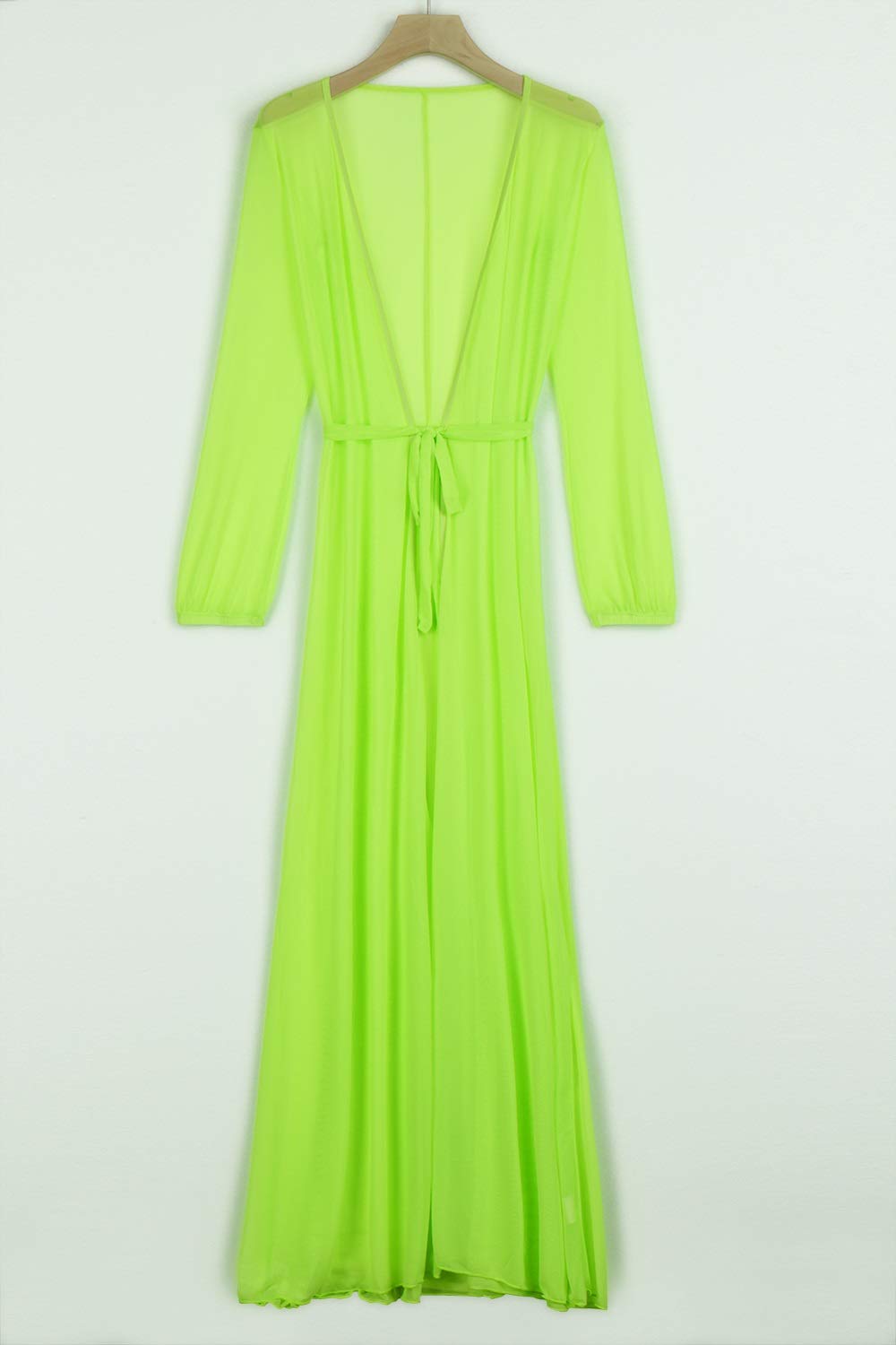 Sexy Women's Mesh Long Sleeve Tie Front Swimsuit Cover Up Dress - Beachwear, Pool Party, Vacation & Summer Outfit for Swim Beach Maxi Dress