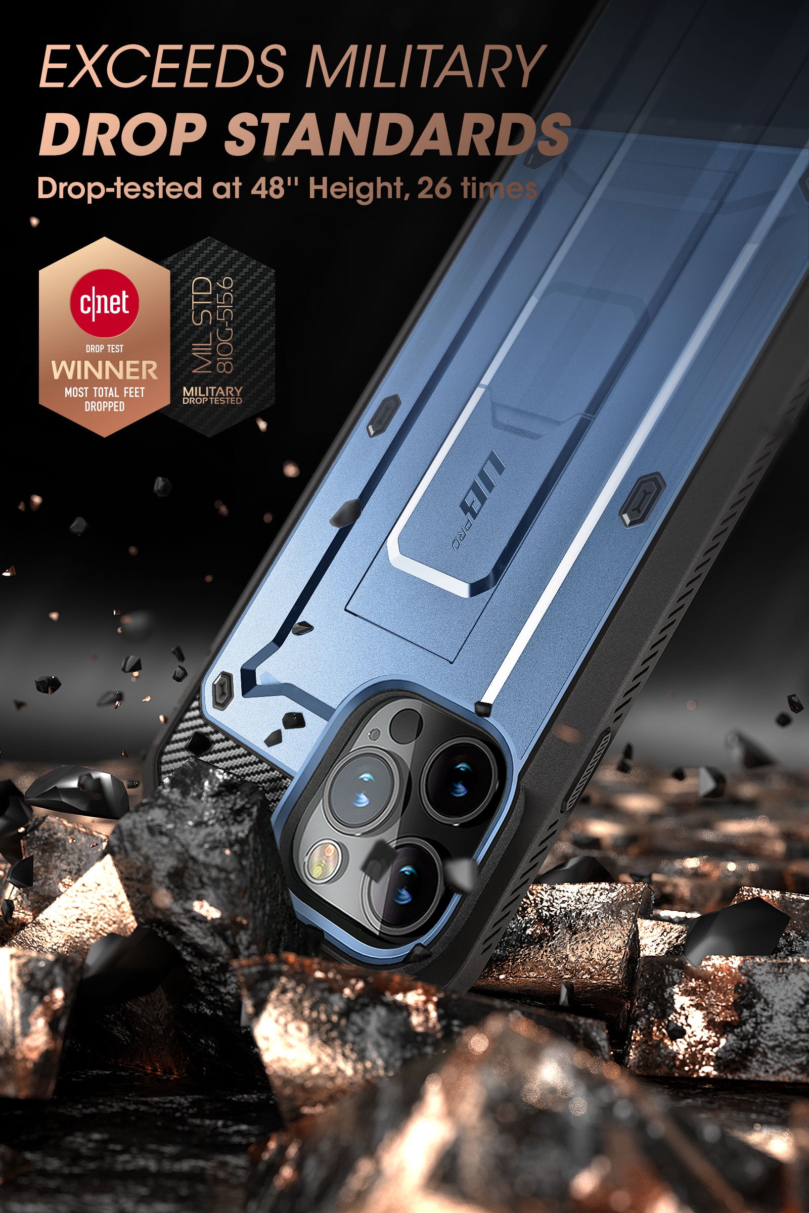 iPhone 14 Pro Max 6.7 Inch Unicorn Beetle PRO Rugged Case - Shockproof & Drop Protection - Metallic Blue - Perfect for Outdoor Adventures & Extreme Sports
