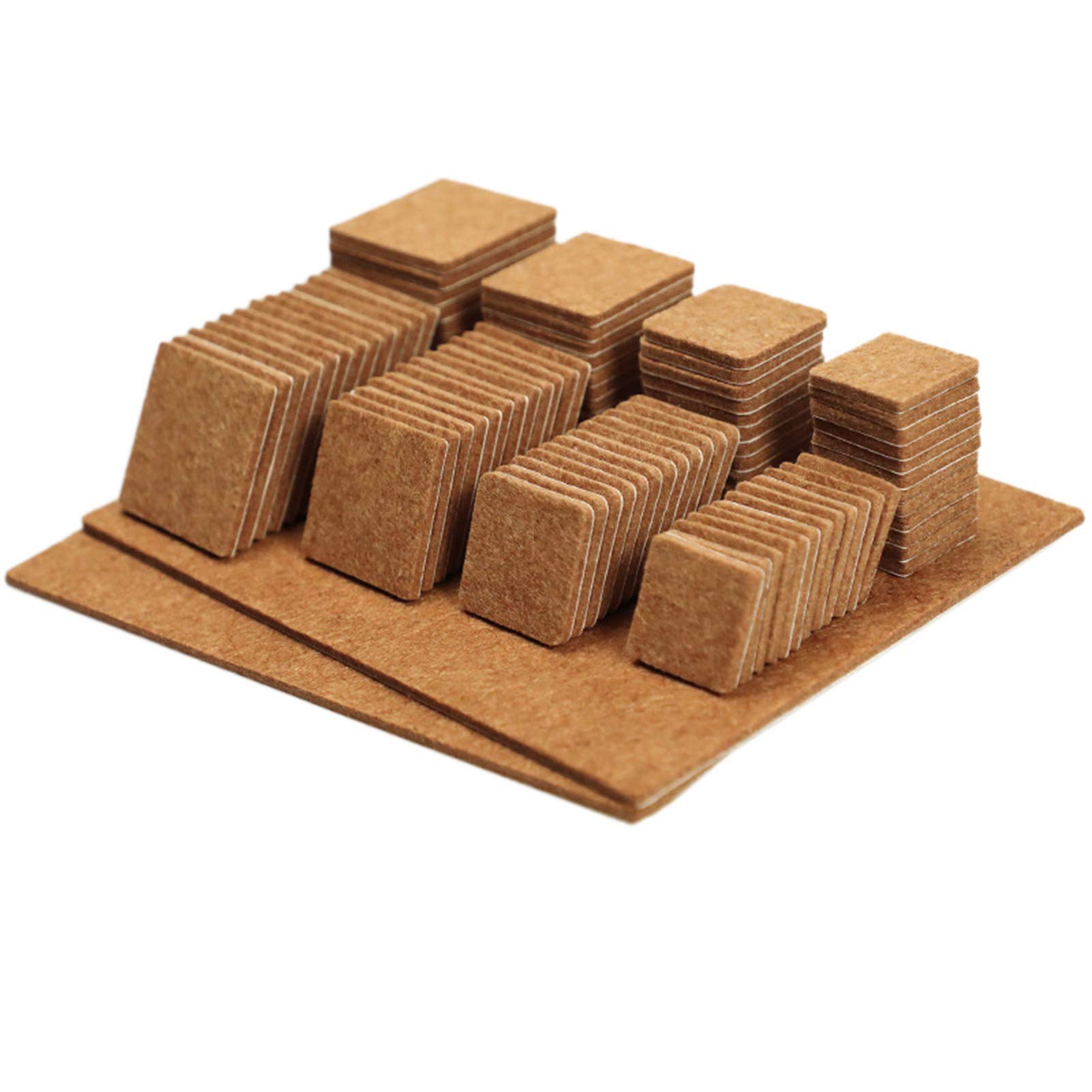 98-Piece Heavy-Duty Furniture Floor Protectors - Thick Felt Pads for Chairs, Tables & Furniture - Noise Reducing, Scratch Proof Non-Slip Pads - High Density Polyester/Viscose Blend (Khaki) - Perfect for Hardwood Floors, Office Chairs & Moving Furniture